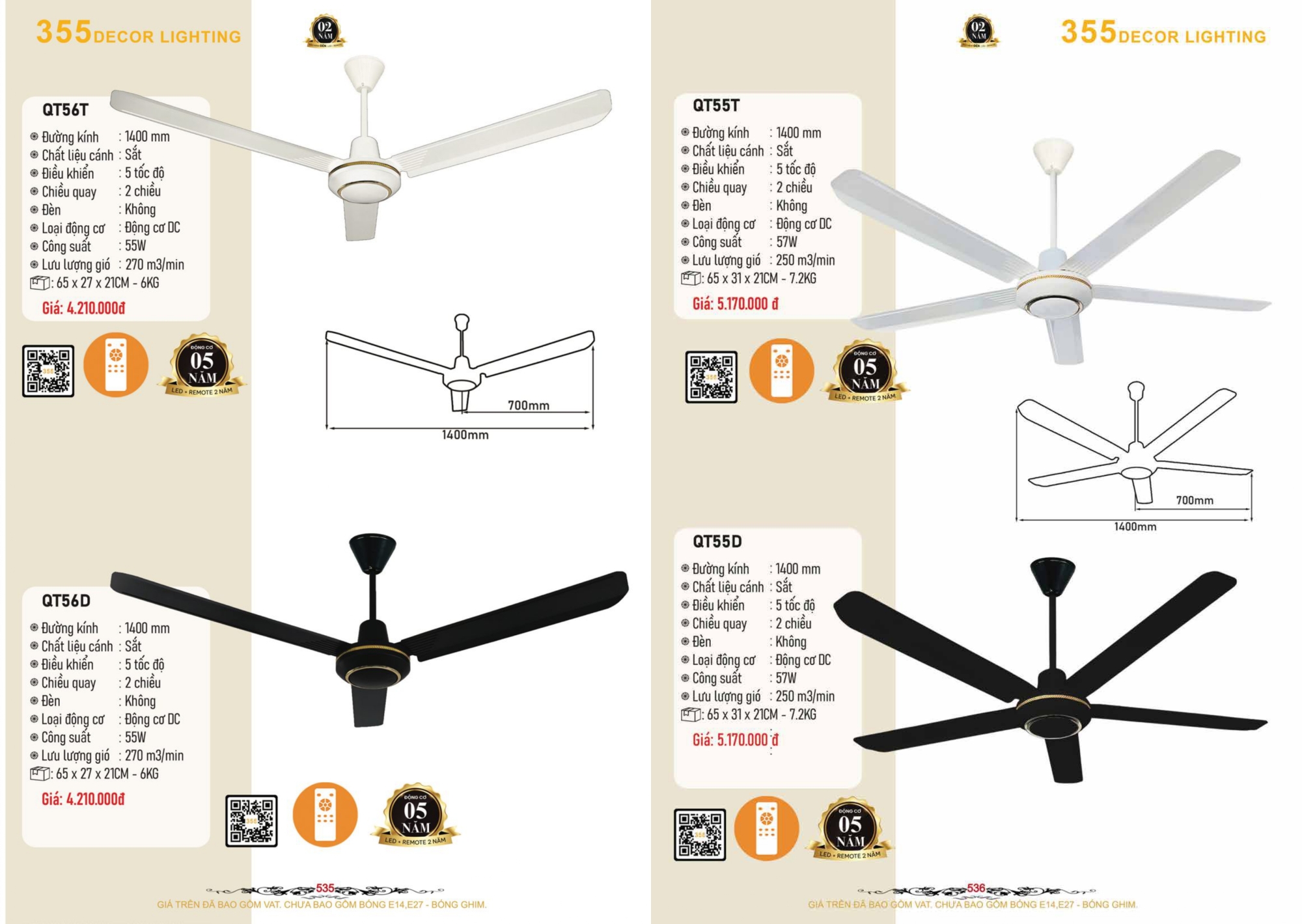 Bảng giá đèn trang trí 355 Decor