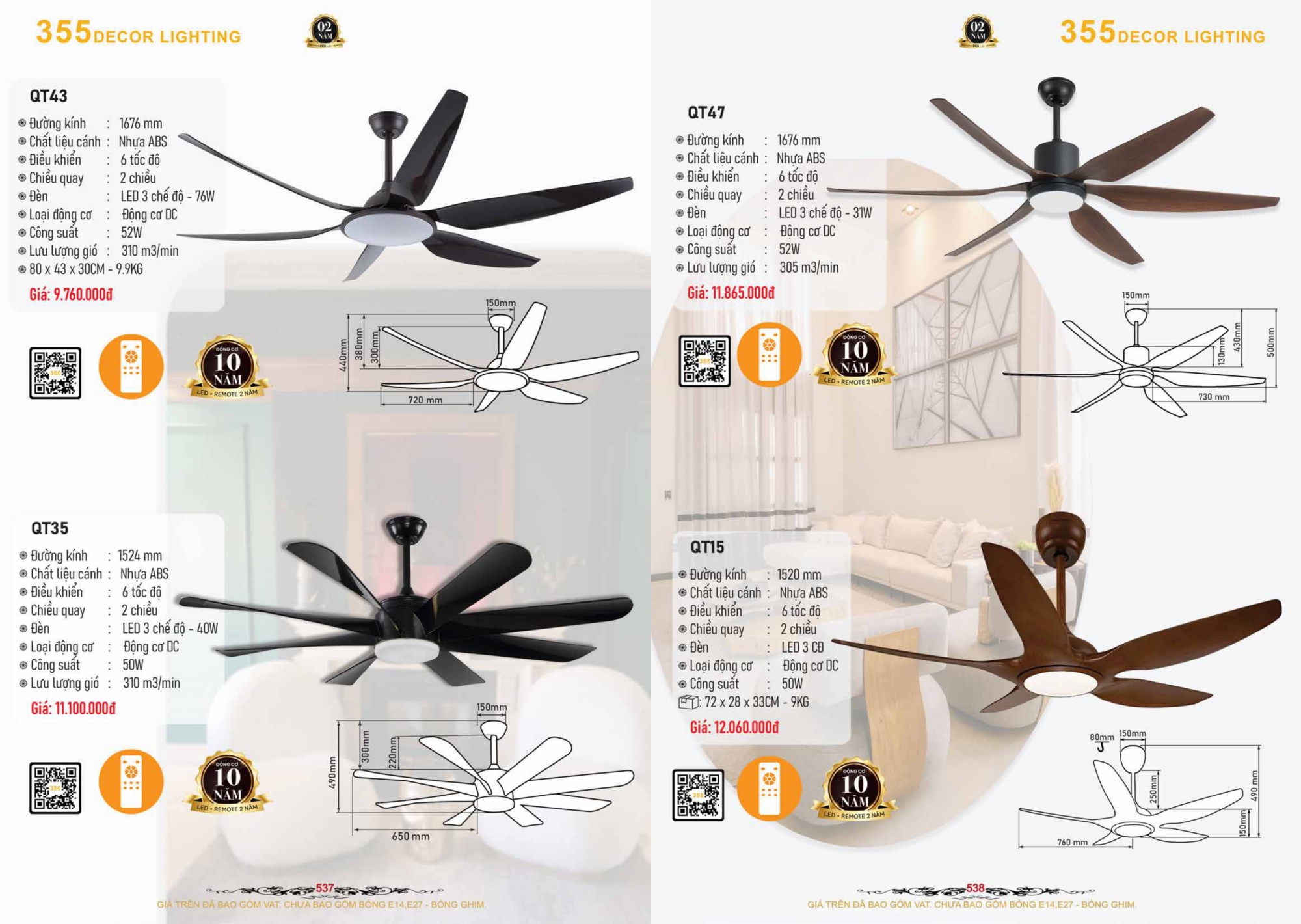 Bảng giá đèn trang trí 355 Decor