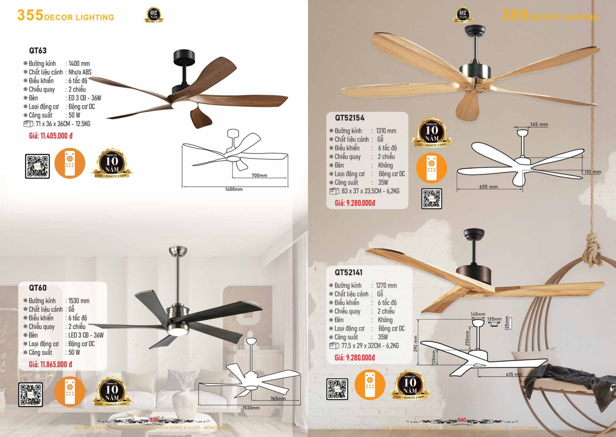 Bảng giá đèn trang trí 355 Decor