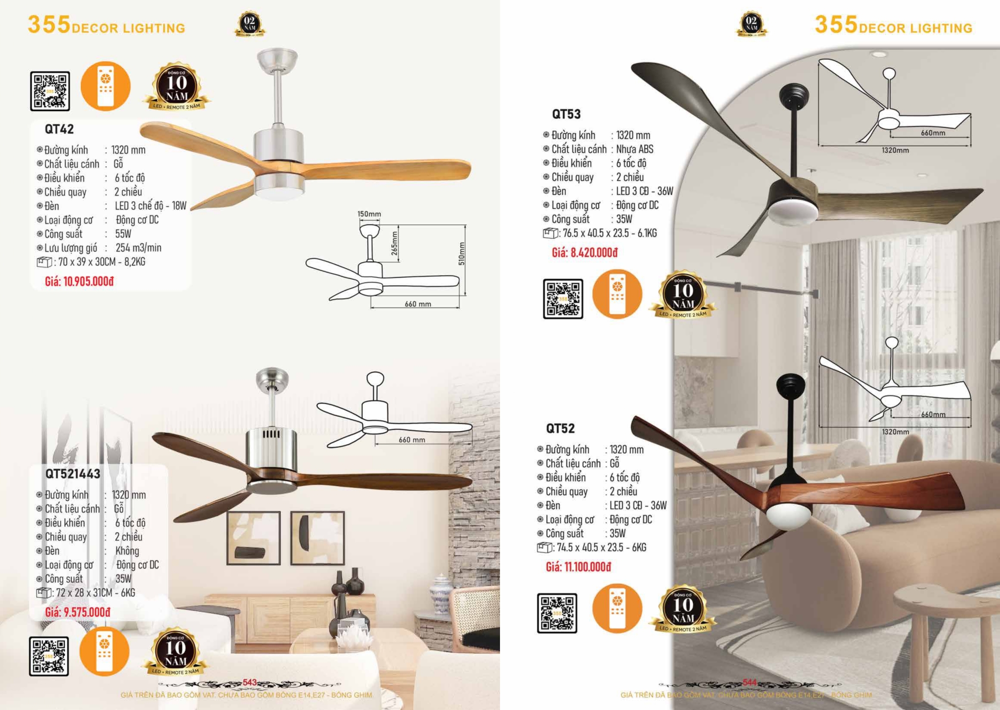 Bảng giá đèn trang trí 355 Decor