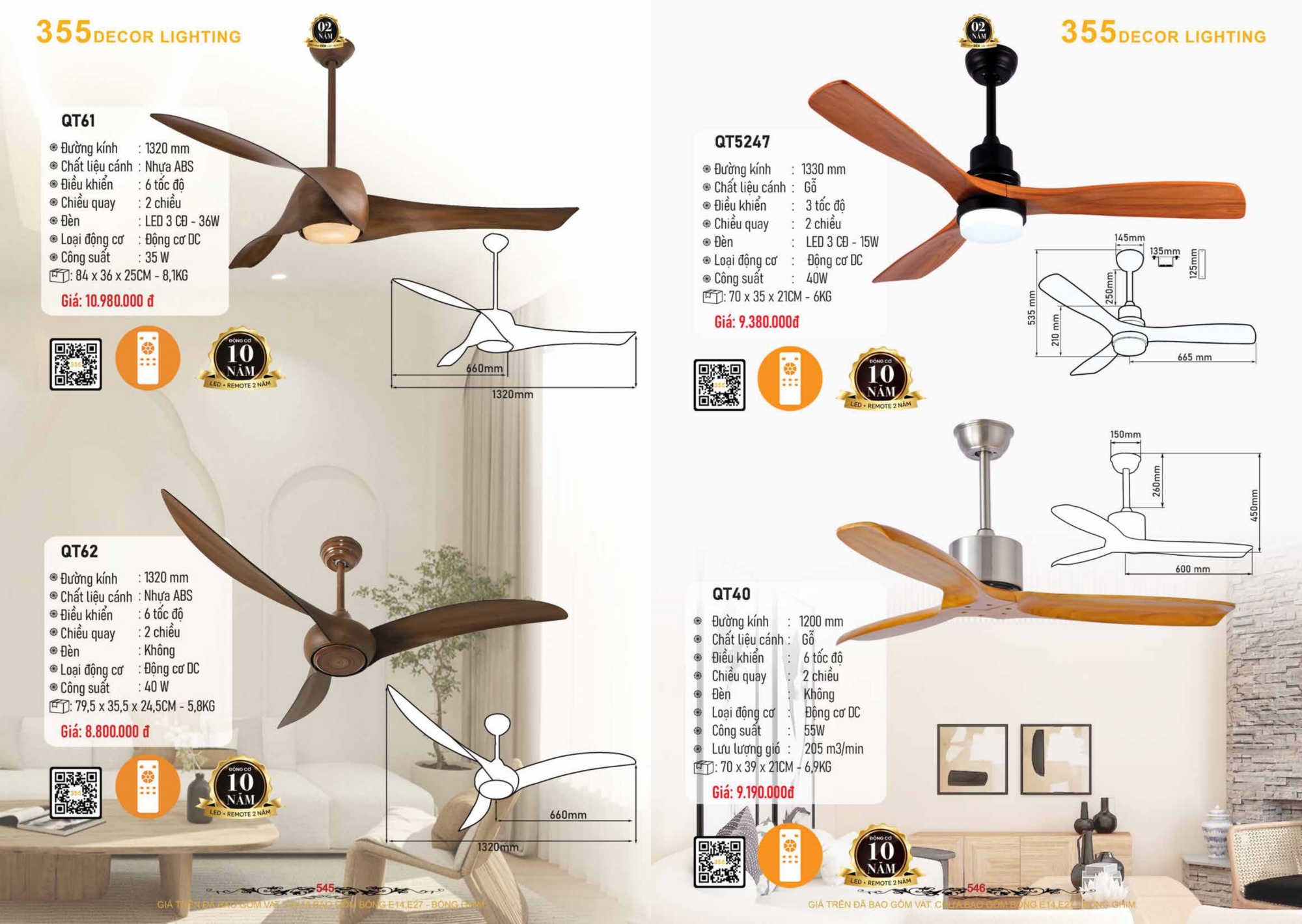 Bảng giá đèn trang trí 355 Decor