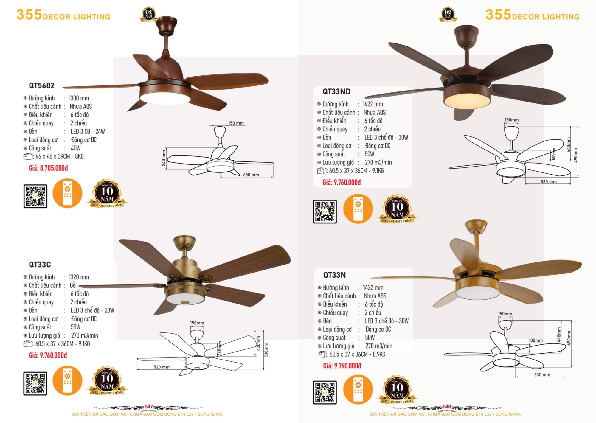 Bảng giá đèn trang trí 355 Decor