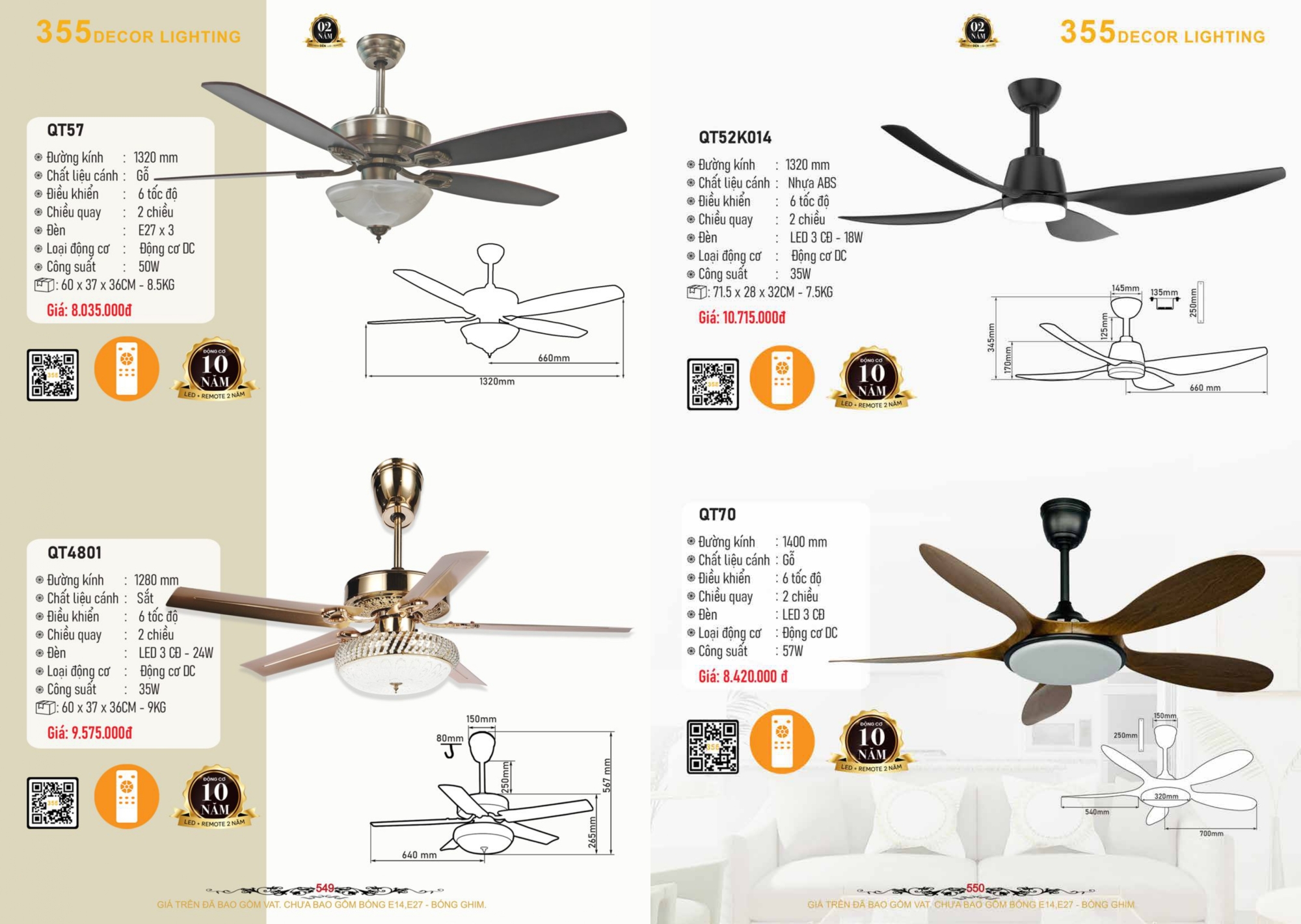 Bảng giá đèn trang trí 355 Decor