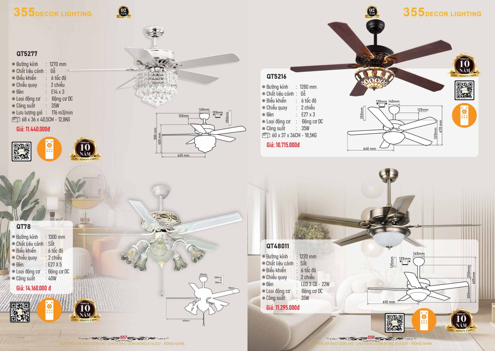 Bảng giá đèn trang trí 355 Decor