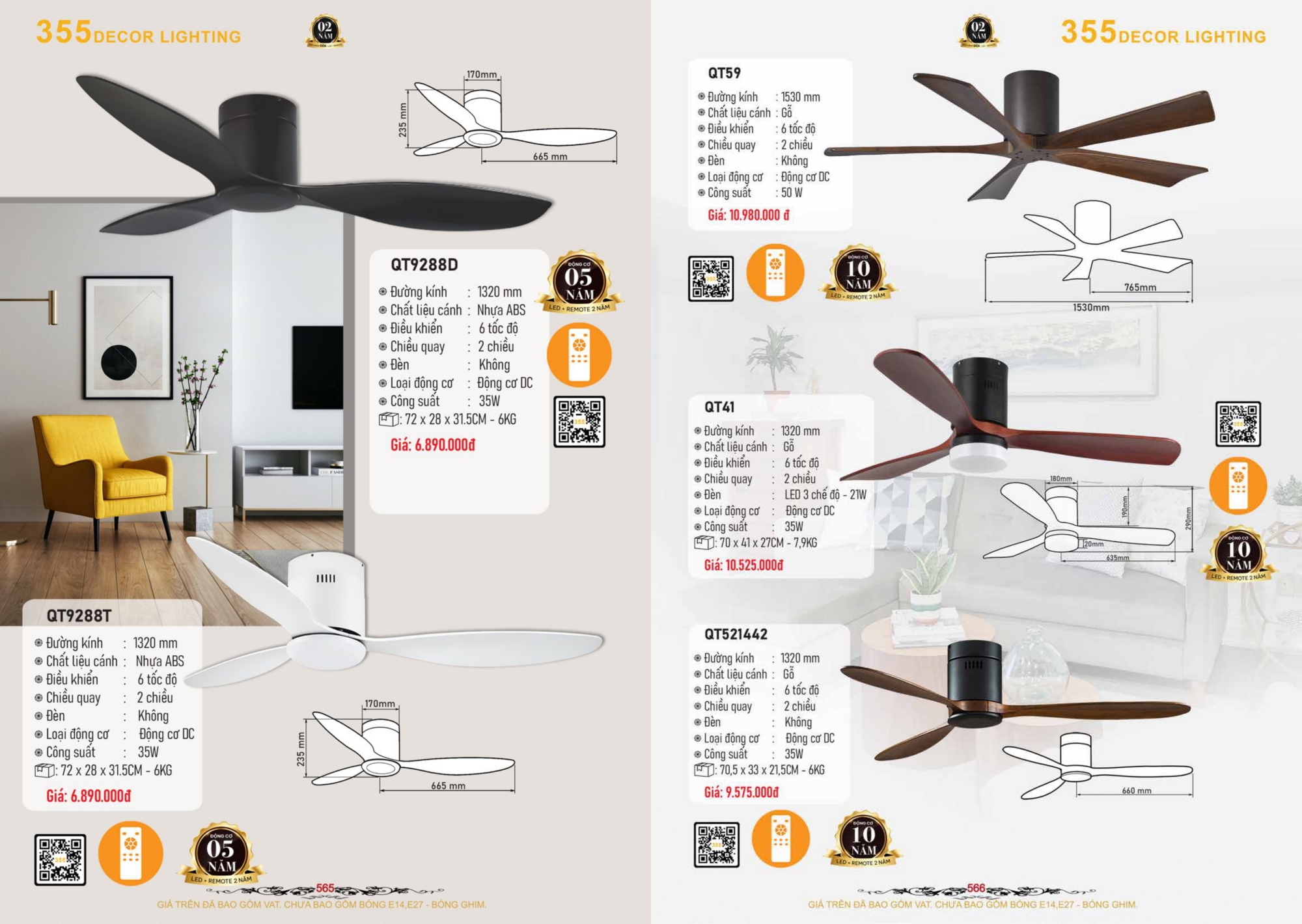 Bảng giá đèn trang trí 355 Decor