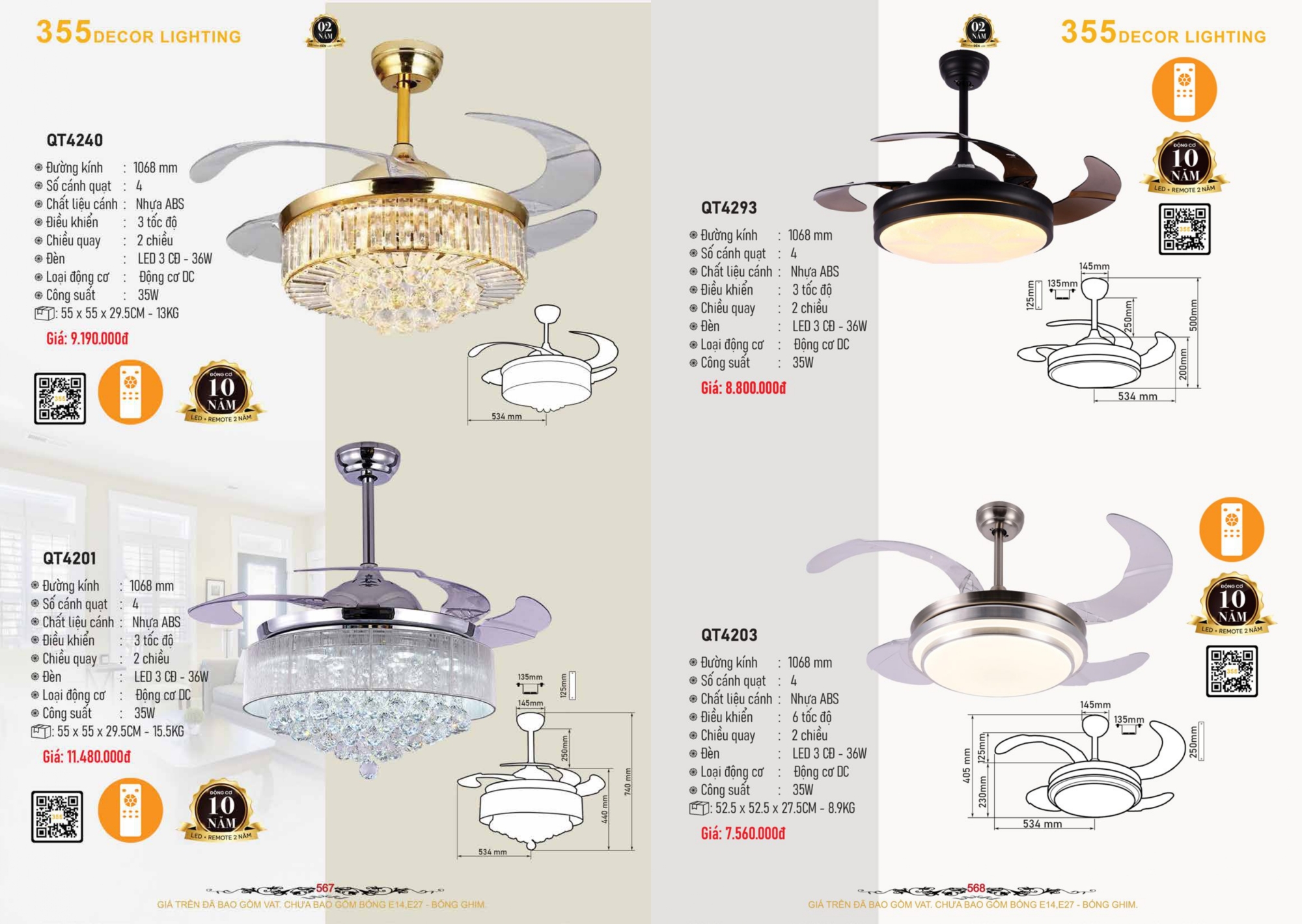 Bảng giá đèn trang trí 355 Decor