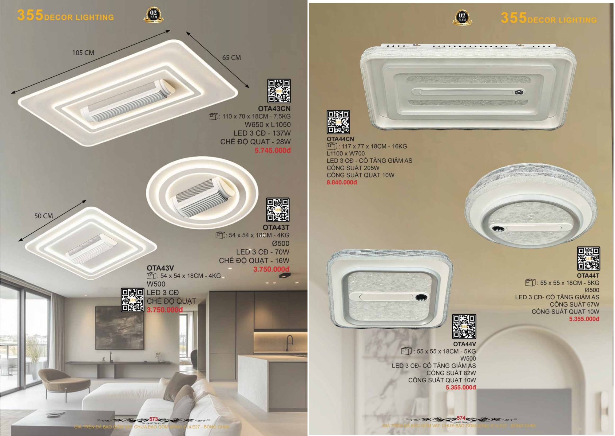 Bảng giá đèn trang trí 355 Decor