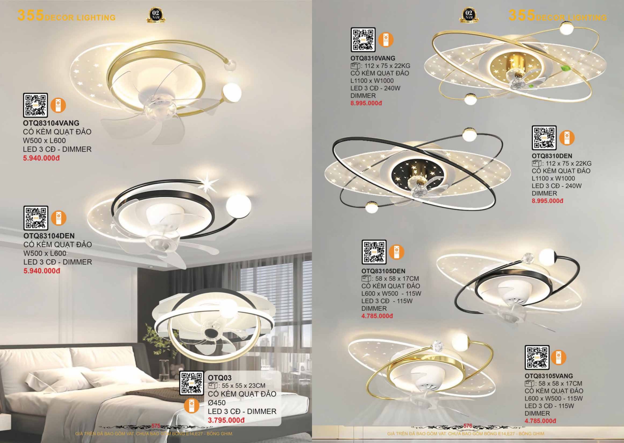 Bảng giá đèn trang trí 355 Decor