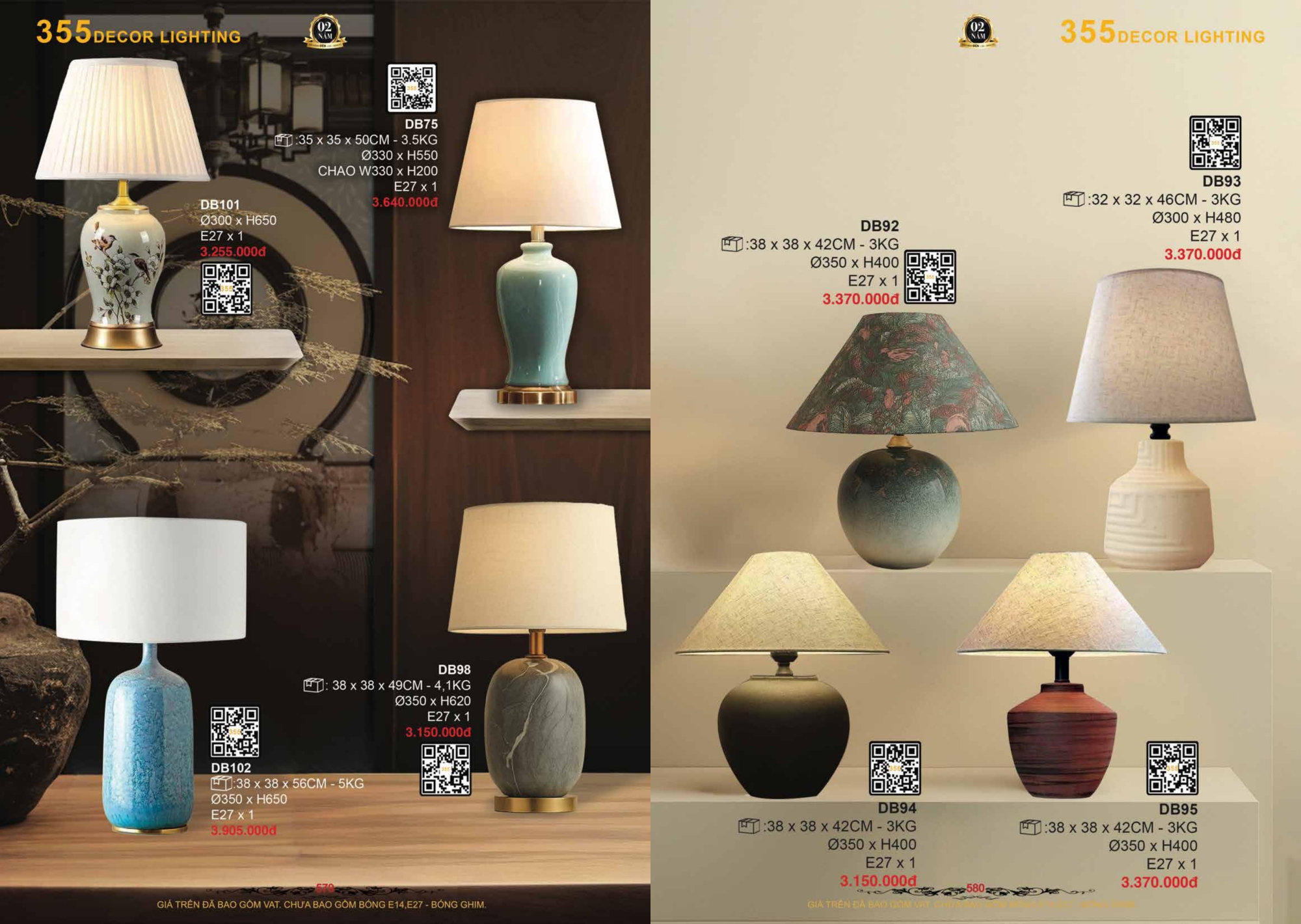 Bảng giá đèn trang trí 355 Decor