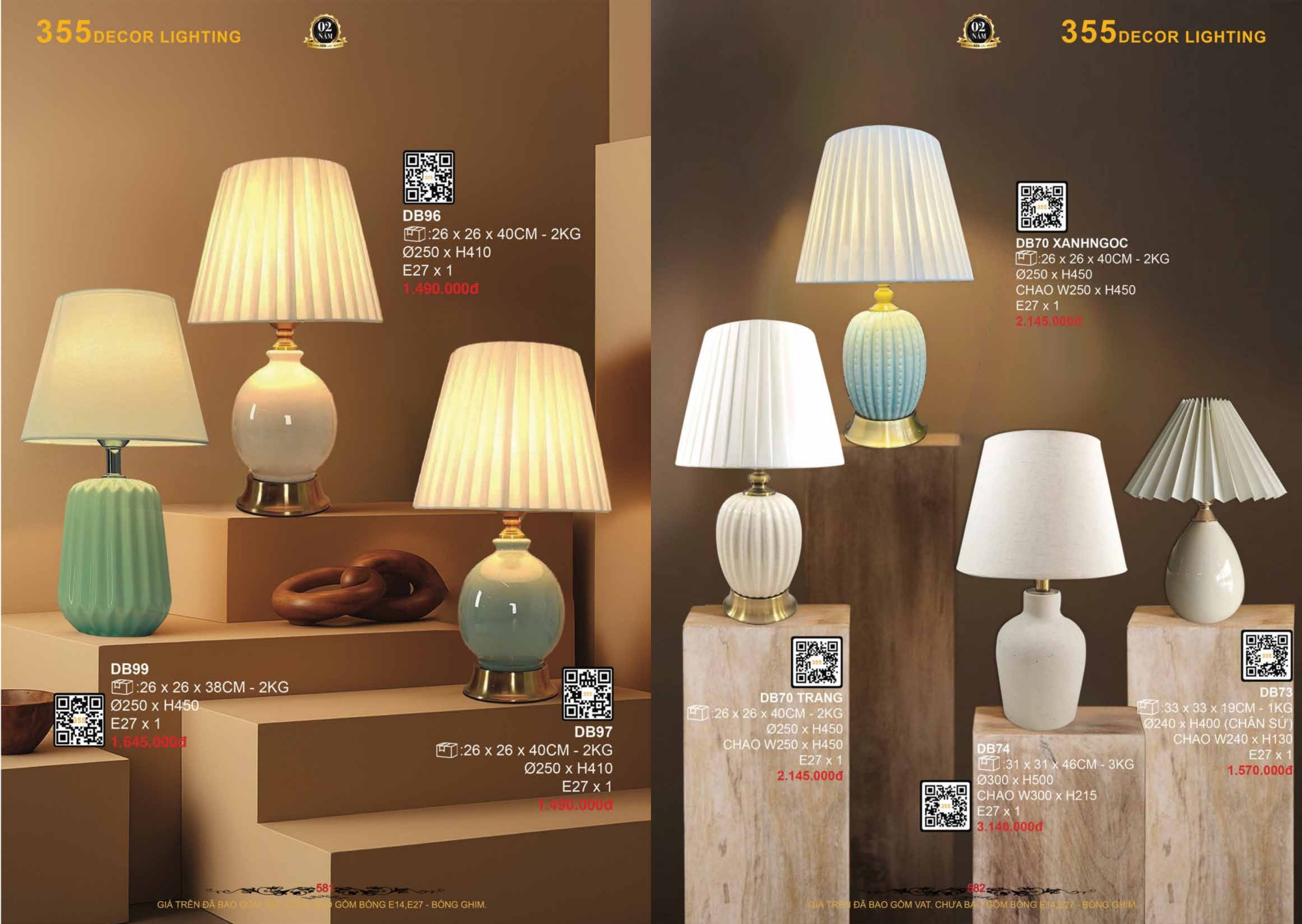 Bảng giá đèn trang trí 355 Decor