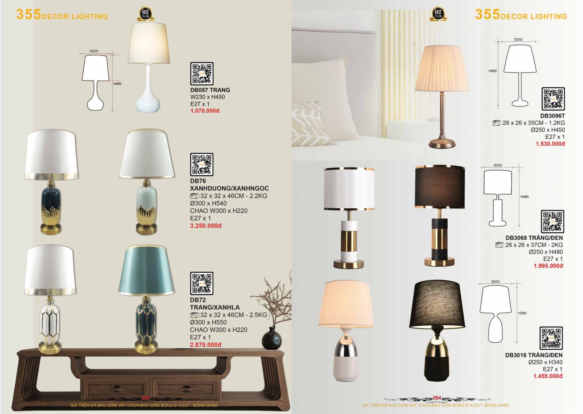 Bảng giá đèn trang trí 355 Decor