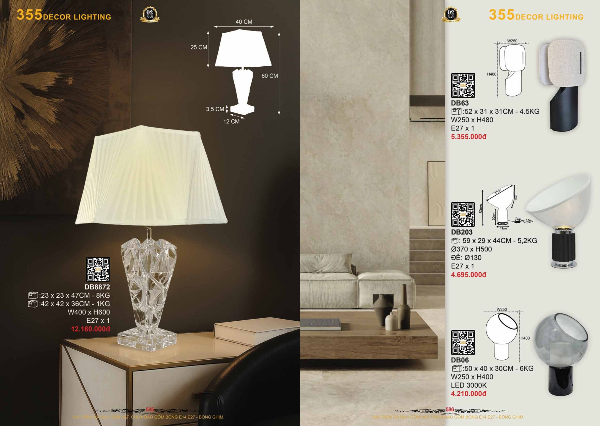 Bảng giá đèn trang trí 355 Decor