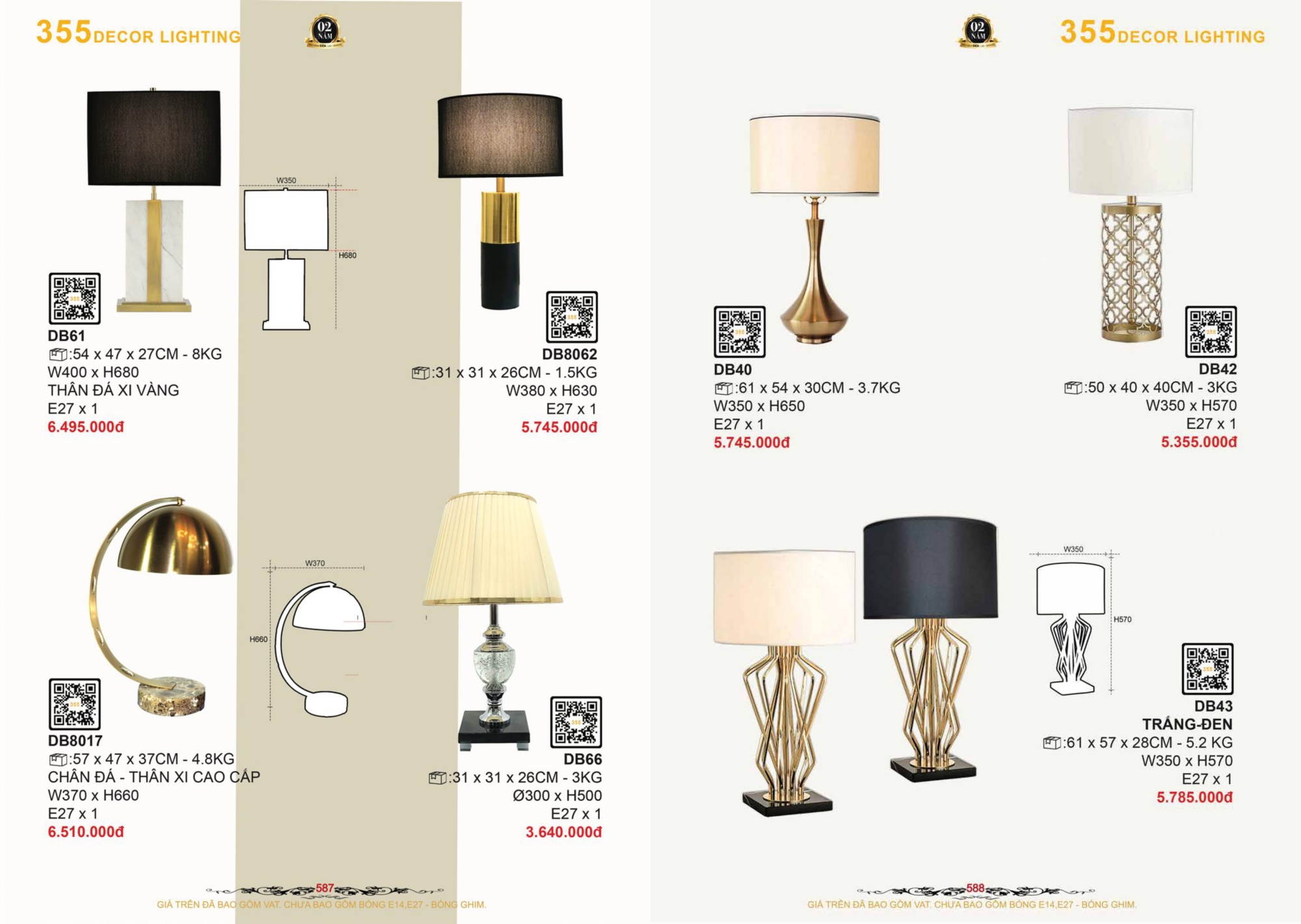 Bảng giá đèn trang trí 355 Decor