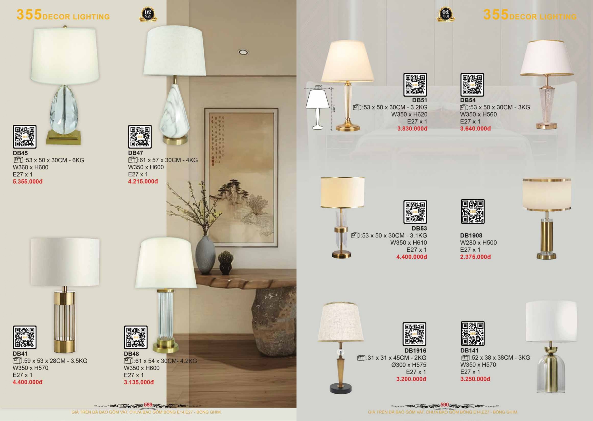 Bảng giá đèn trang trí 355 Decor