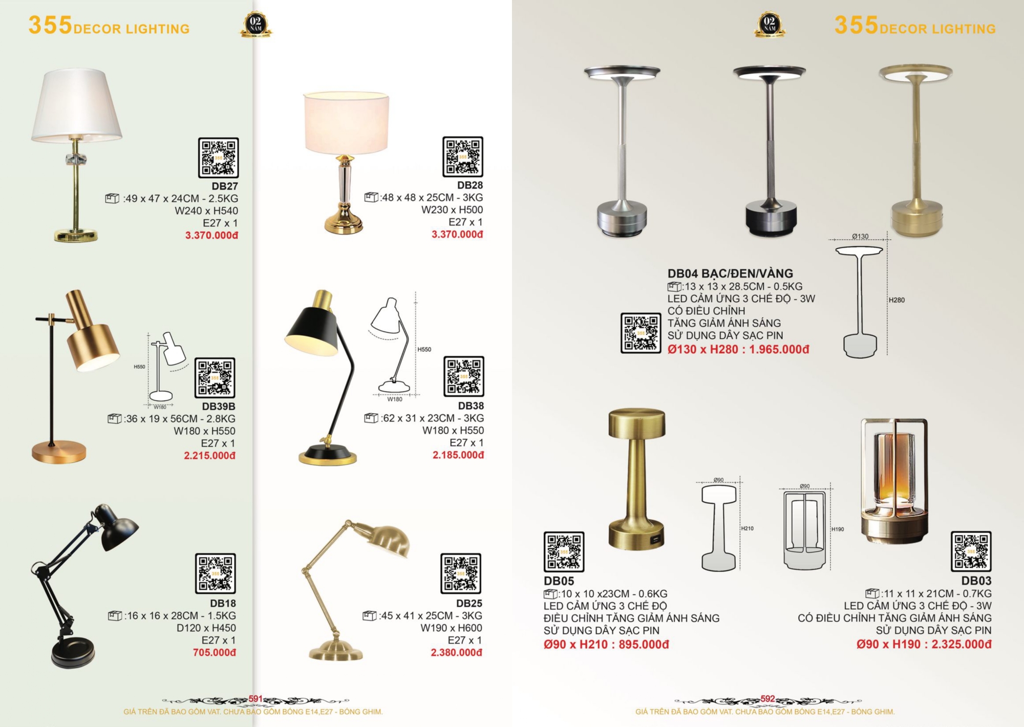 Bảng giá đèn trang trí 355 Decor