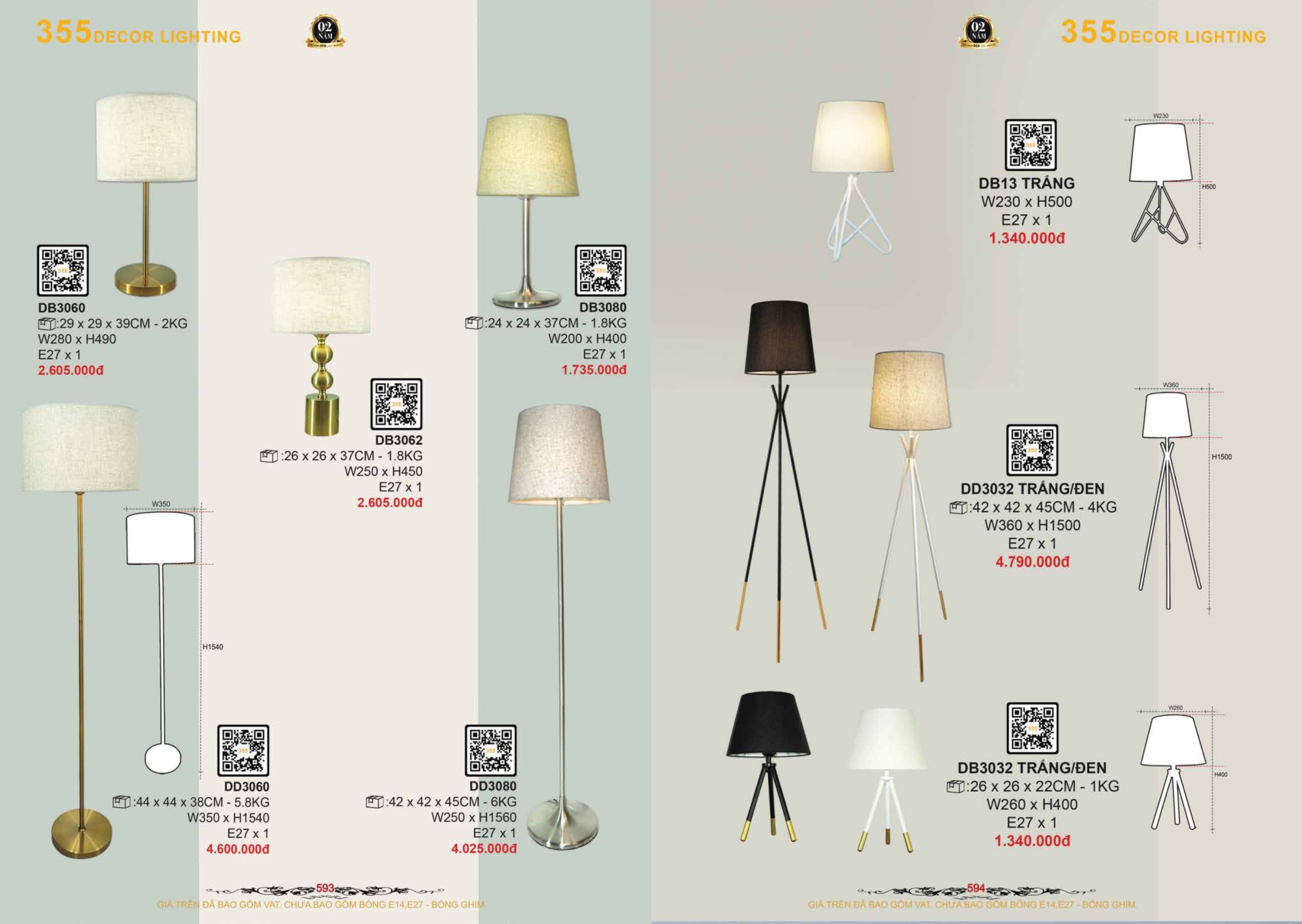 Bảng giá đèn trang trí 355 Decor