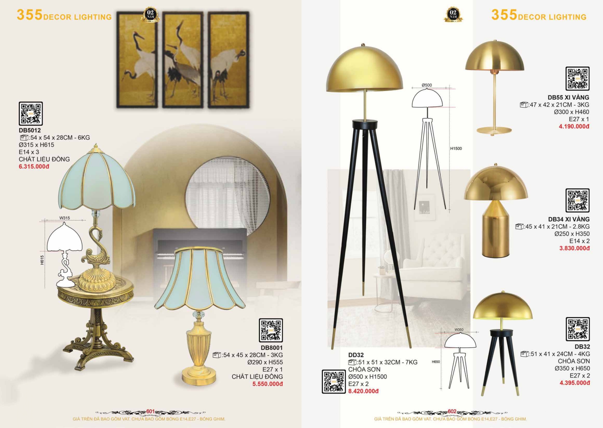 Bảng giá đèn trang trí 355 Decor