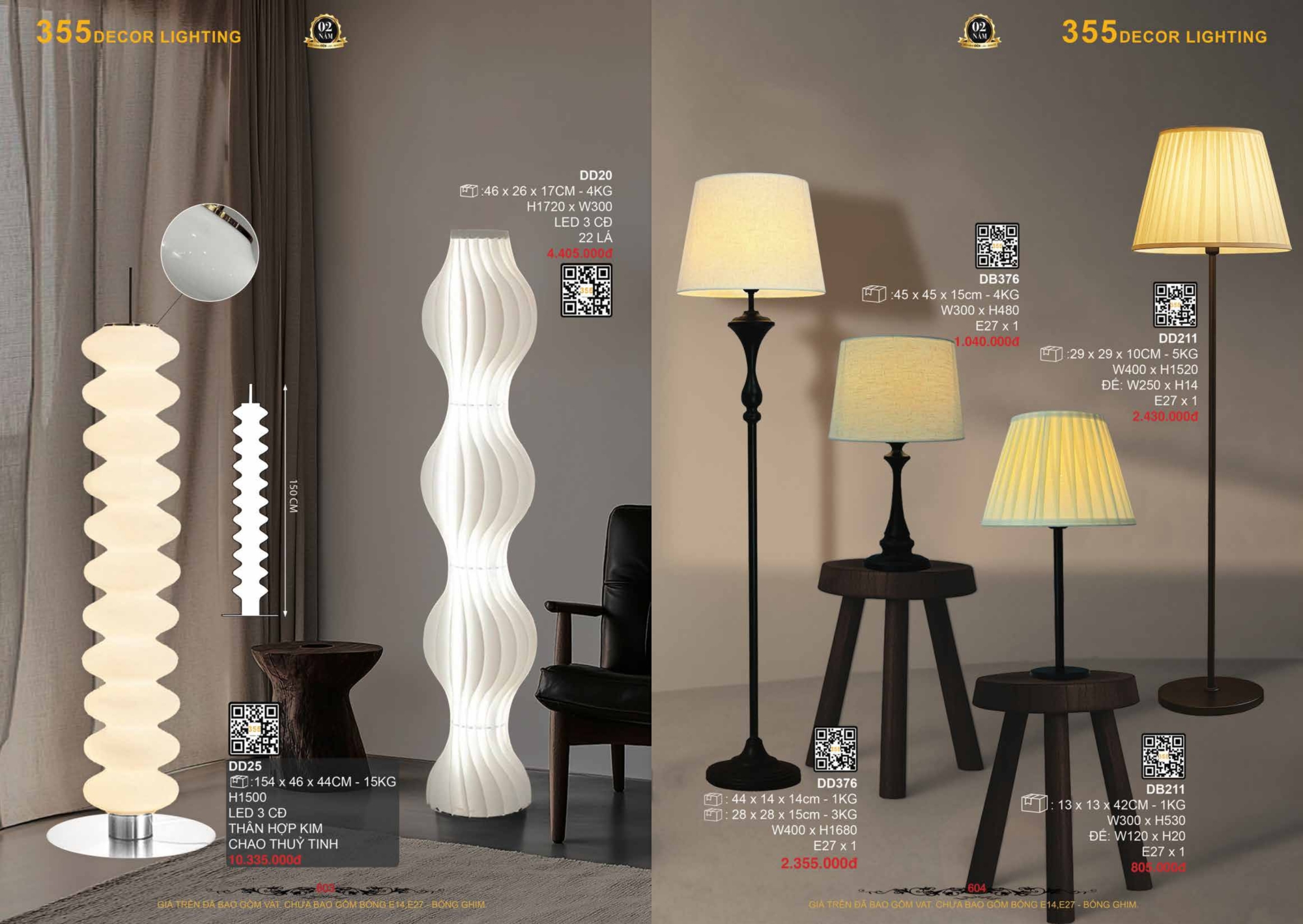 Bảng giá đèn trang trí 355 Decor