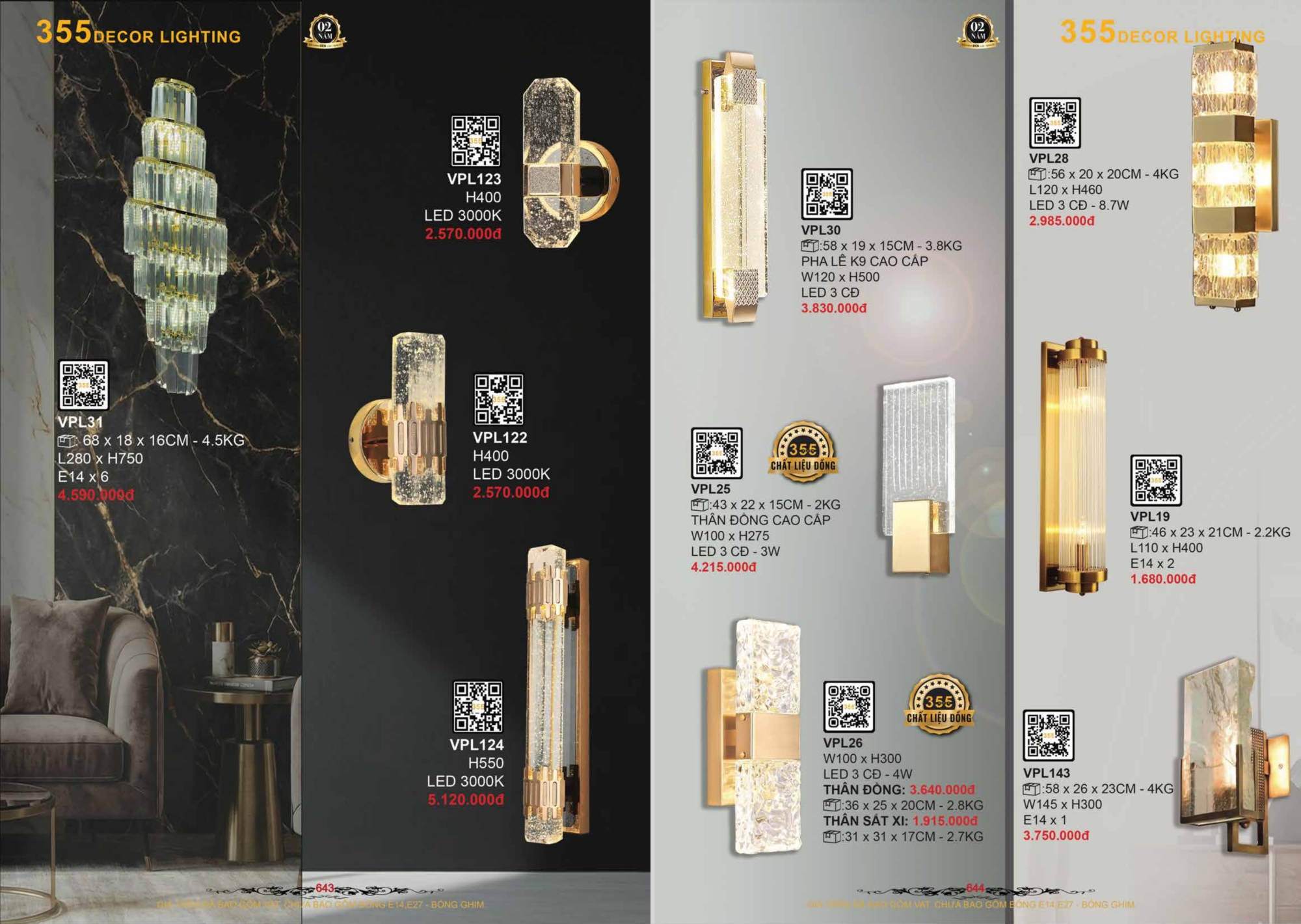 Bảng giá đèn trang trí 355 Decor