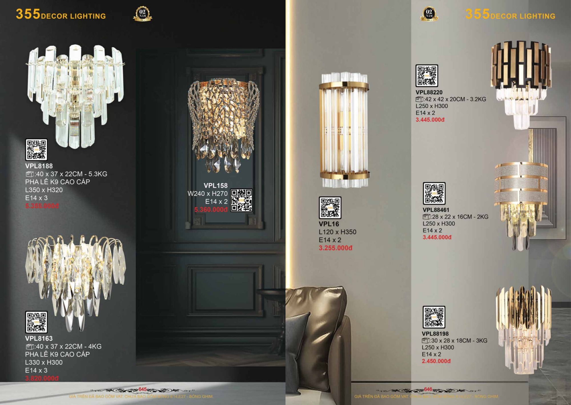 Bảng giá đèn trang trí 355 Decor