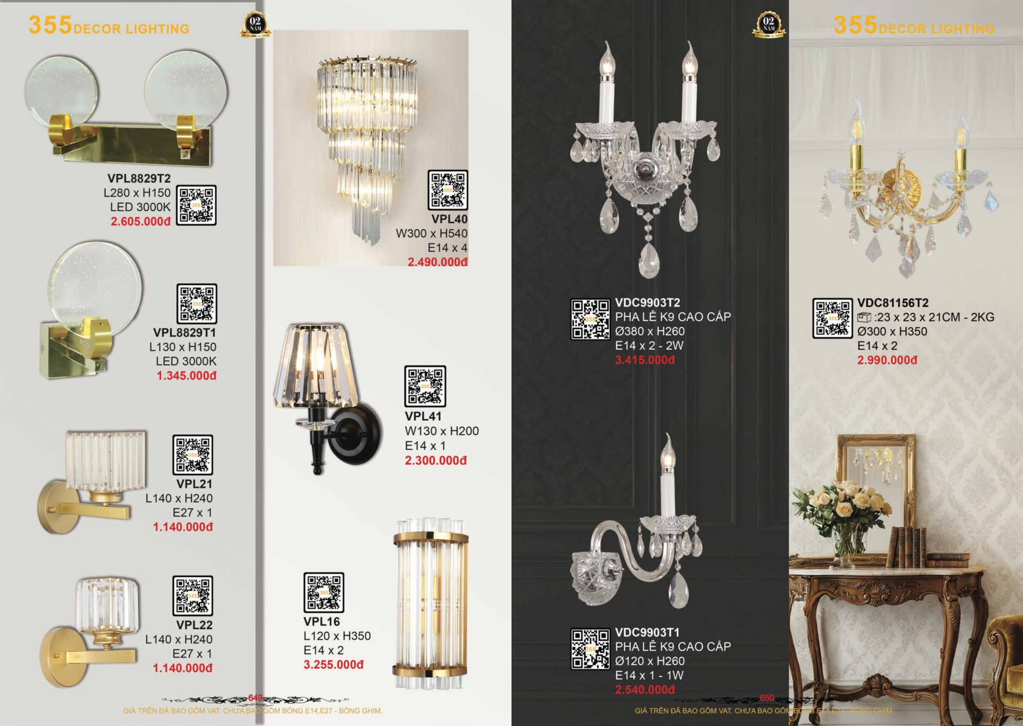Bảng giá đèn trang trí 355 Decor