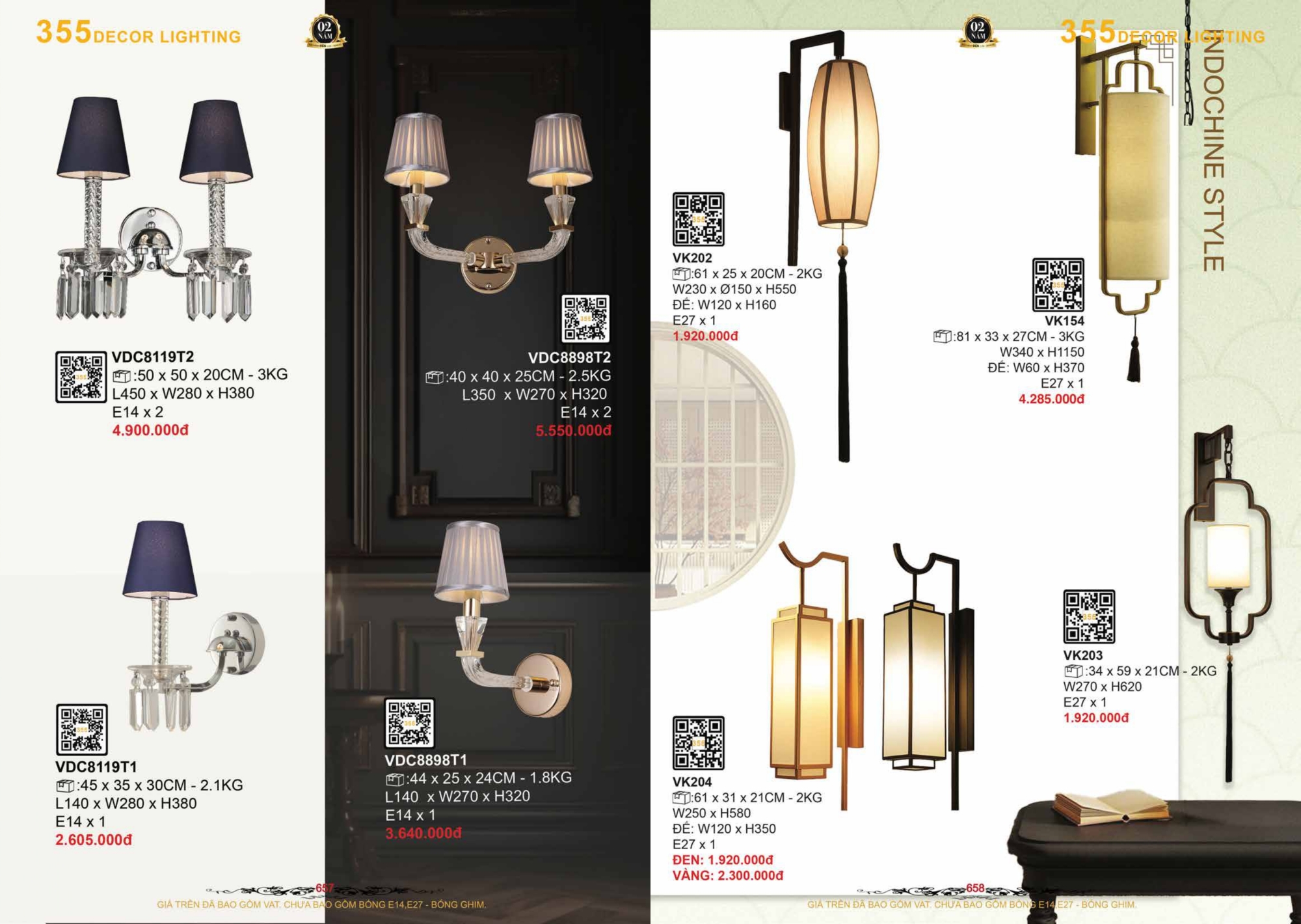 Bảng giá đèn trang trí 355 Decor