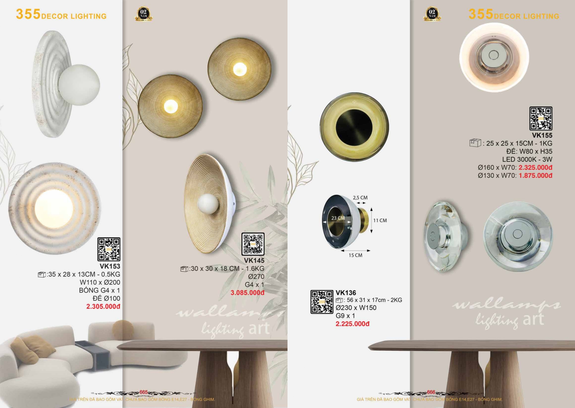 Bảng giá đèn trang trí 355 Decor