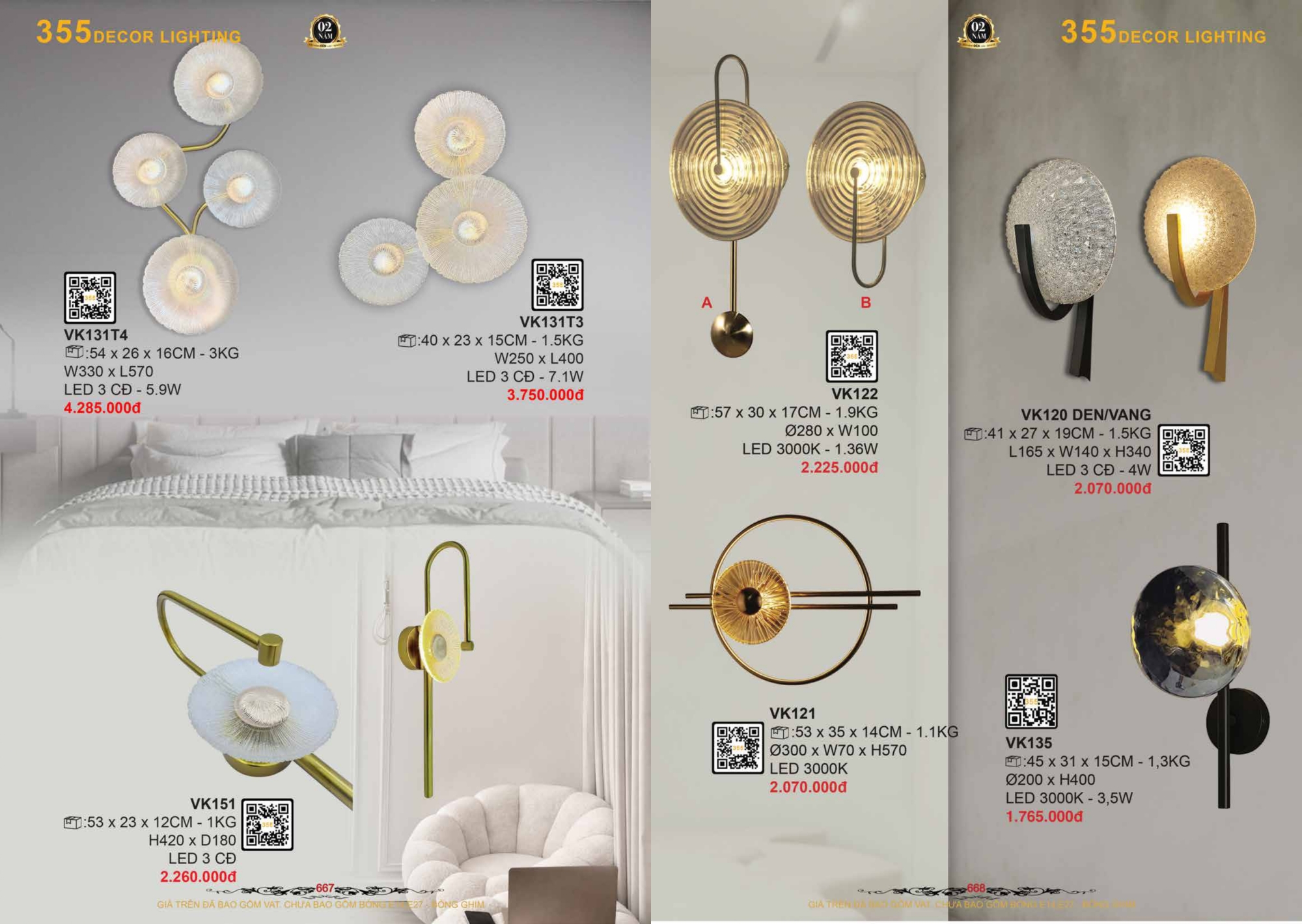 Bảng giá đèn trang trí 355 Decor