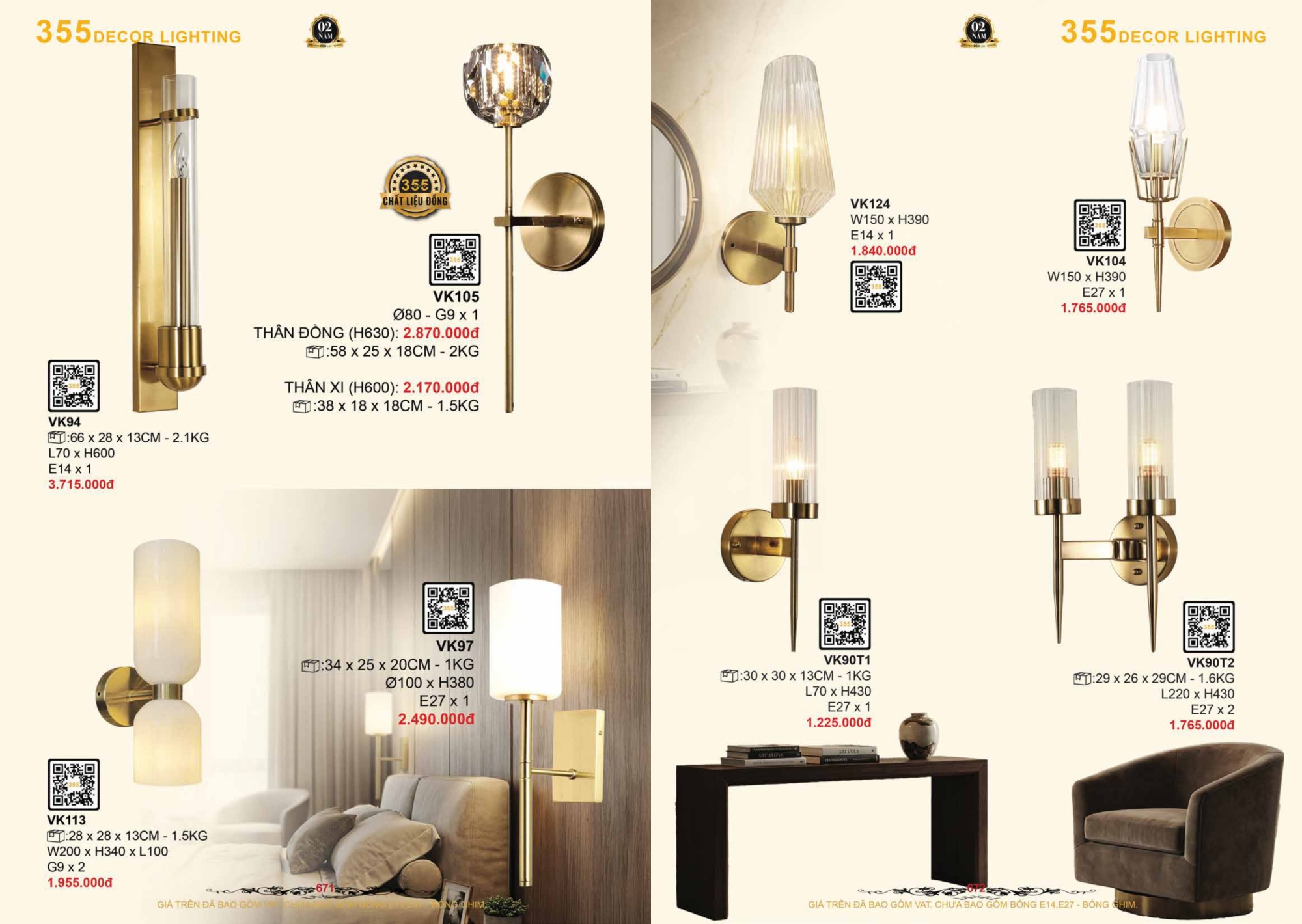 Bảng giá đèn trang trí 355 Decor