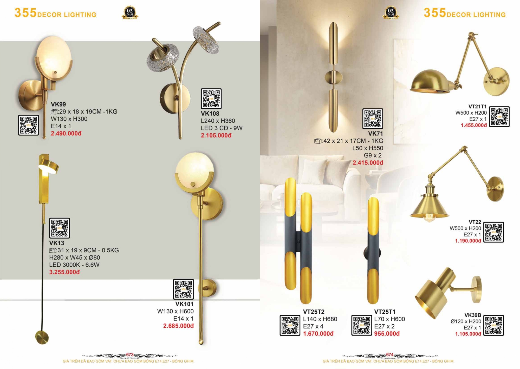 Bảng giá đèn trang trí 355 Decor