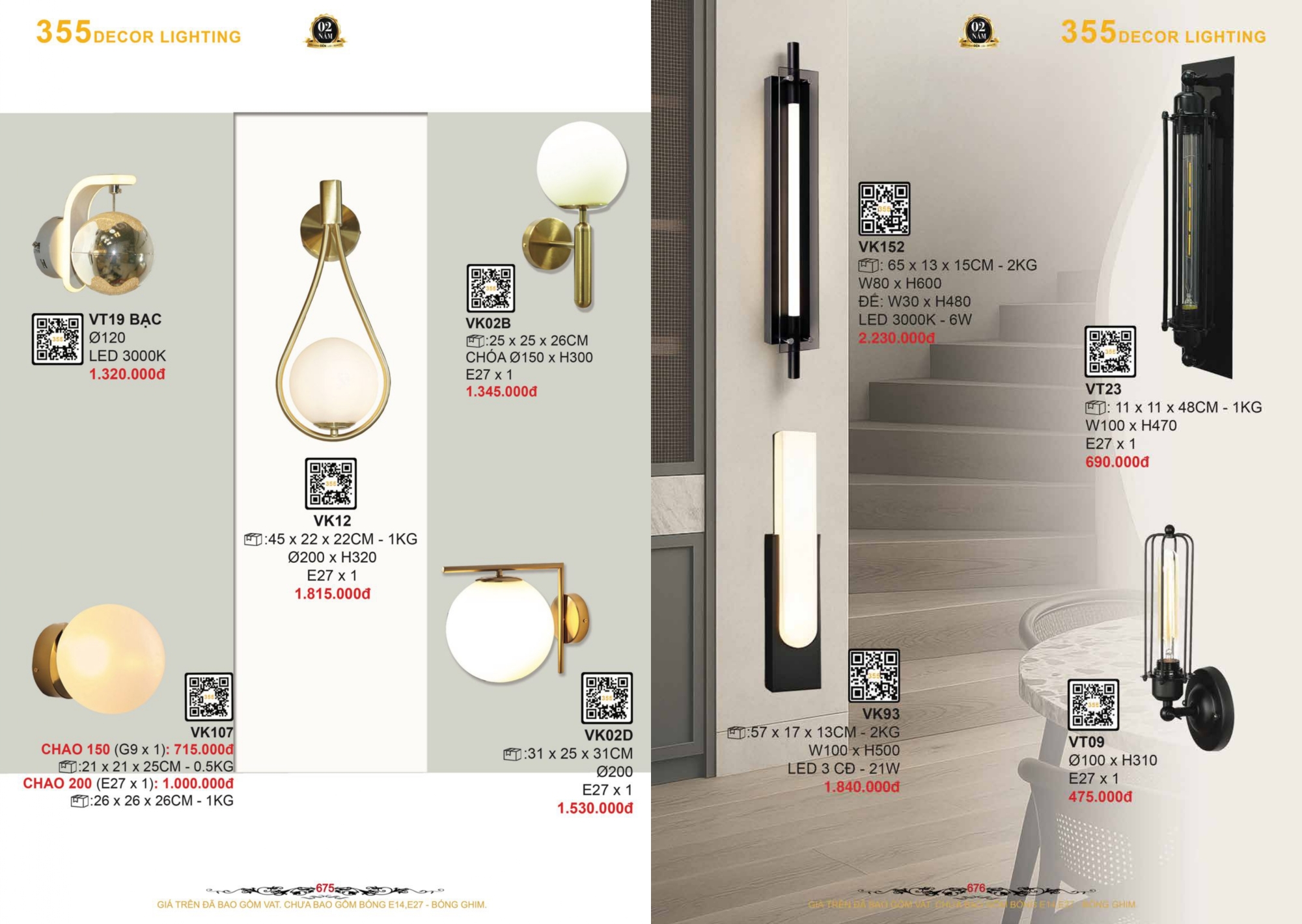 Bảng giá đèn trang trí 355 Decor