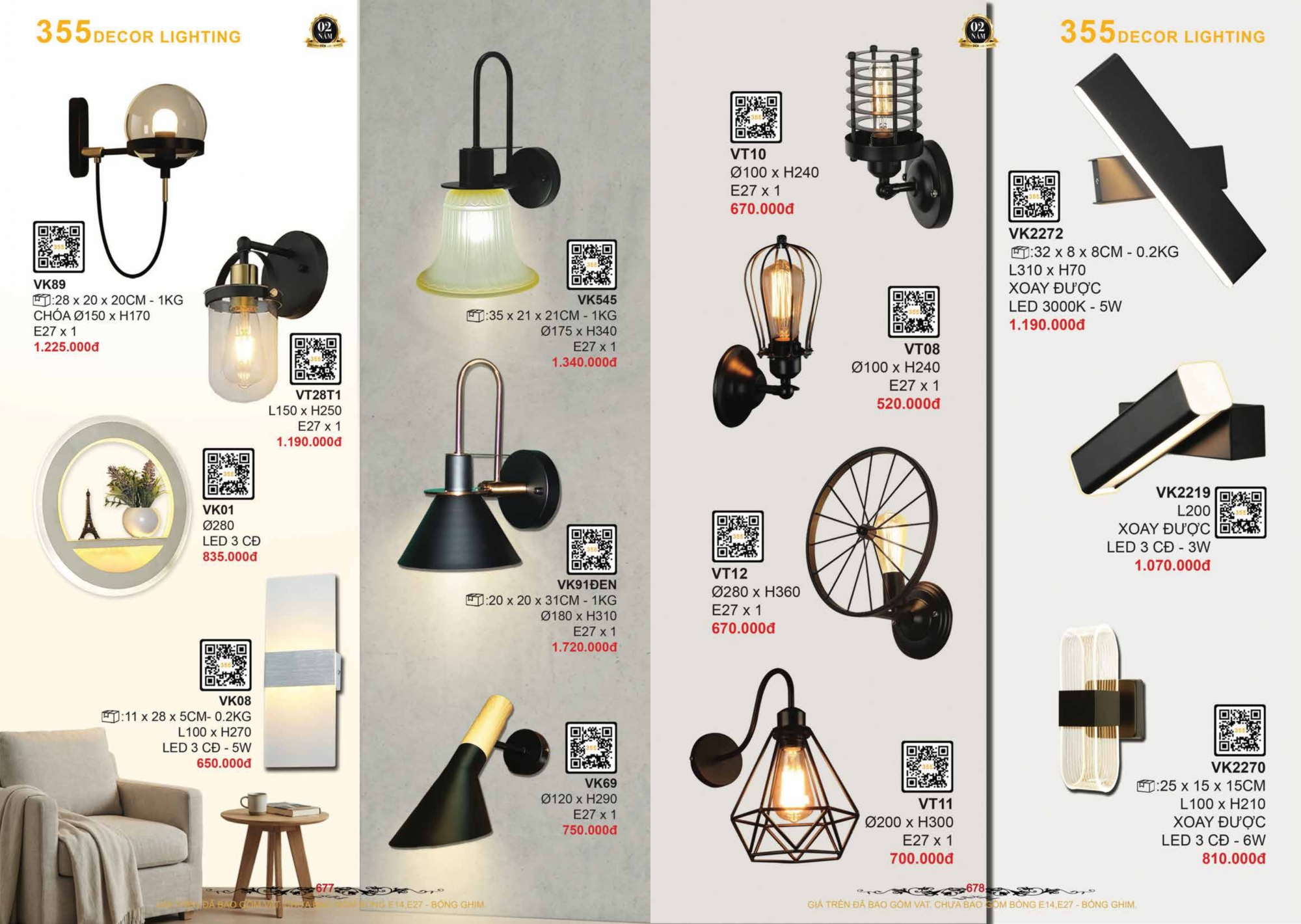 Bảng giá đèn trang trí 355 Decor