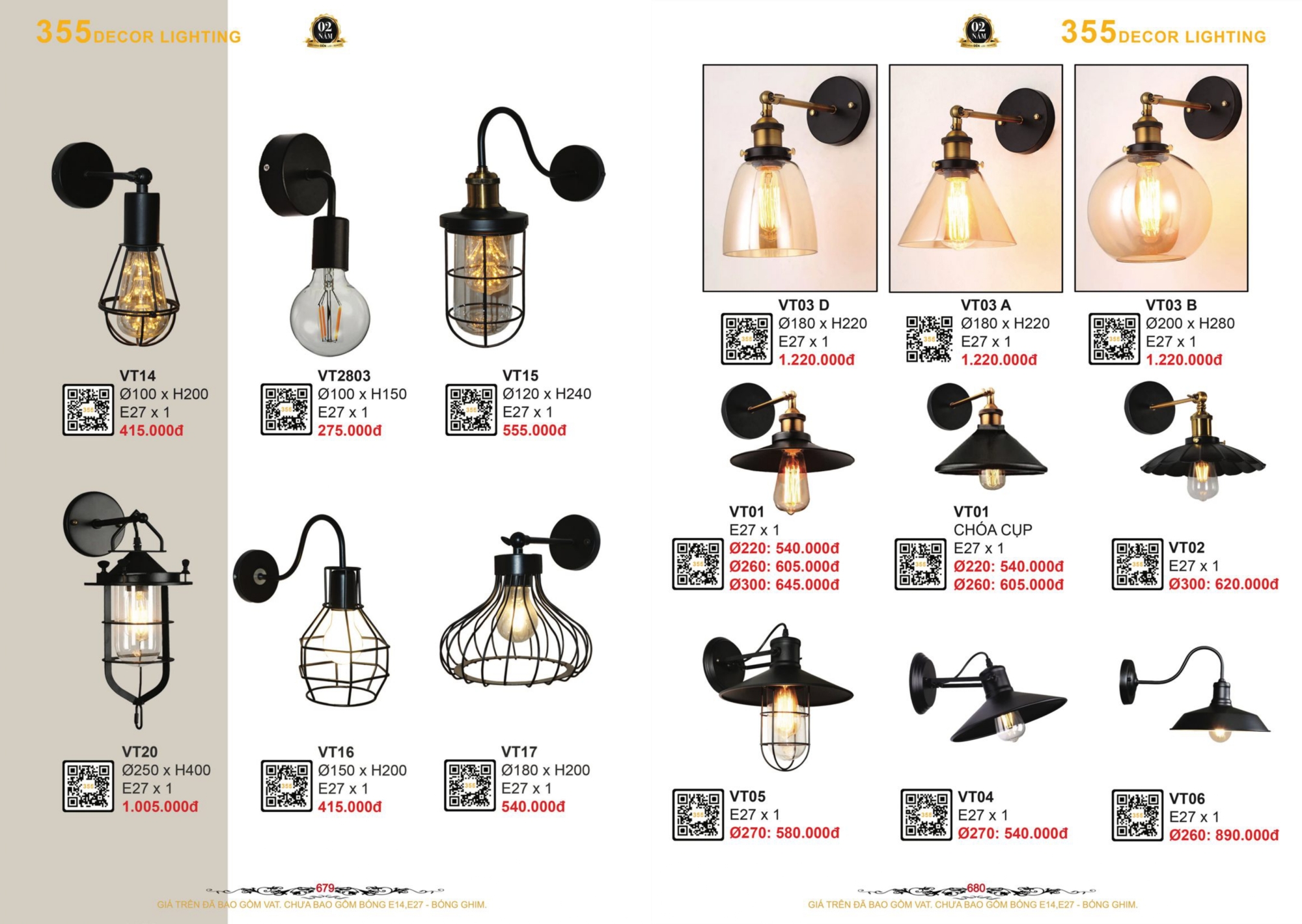 Bảng giá đèn trang trí 355 Decor