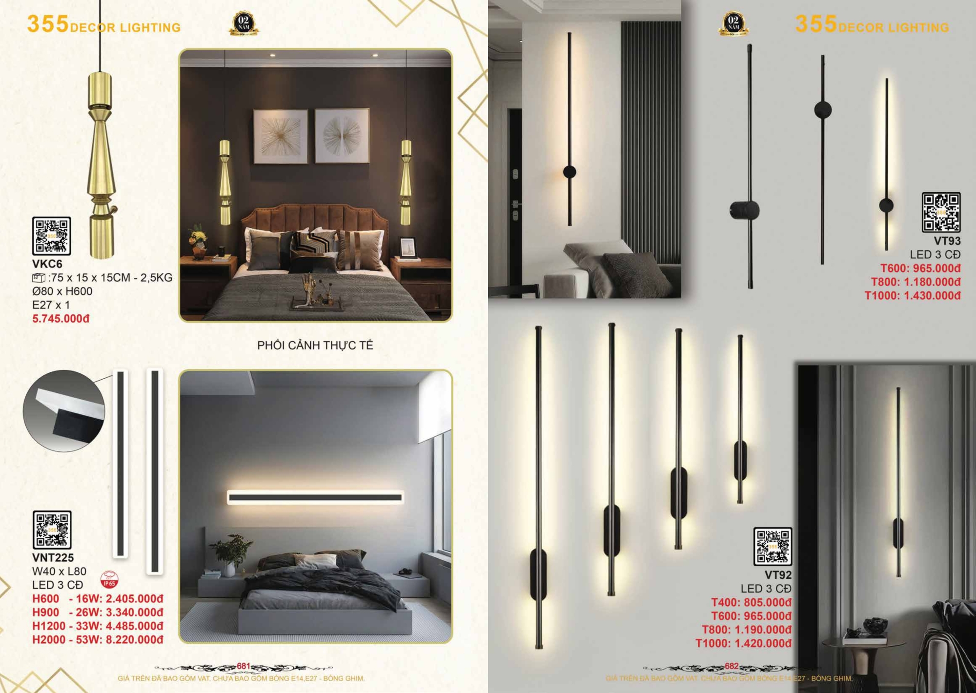 Bảng giá đèn trang trí 355 Decor