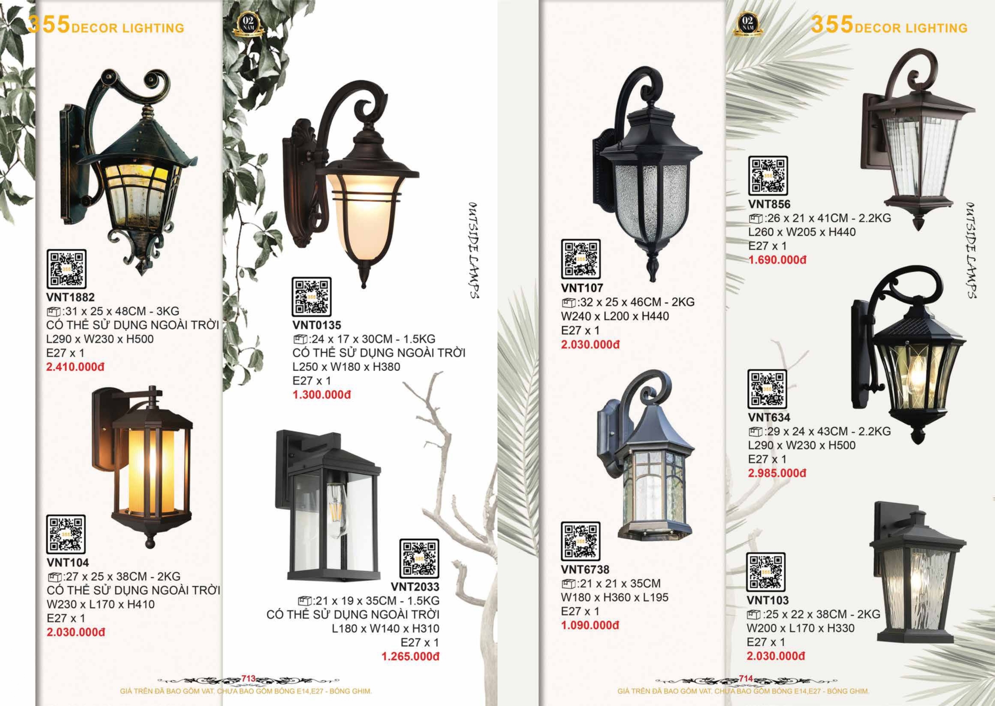 Bảng giá đèn trang trí 355 Decor