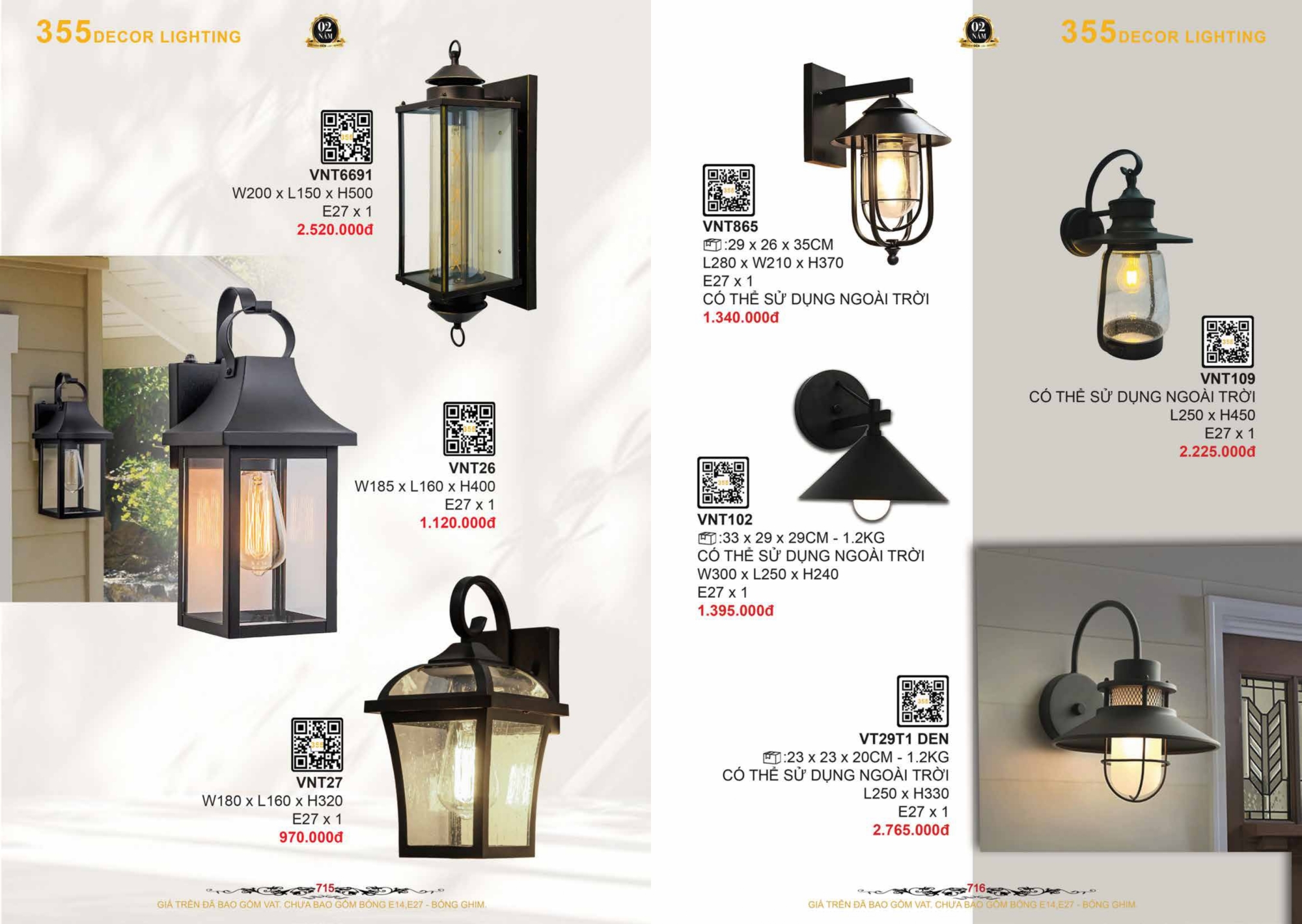 Bảng giá đèn trang trí 355 Decor