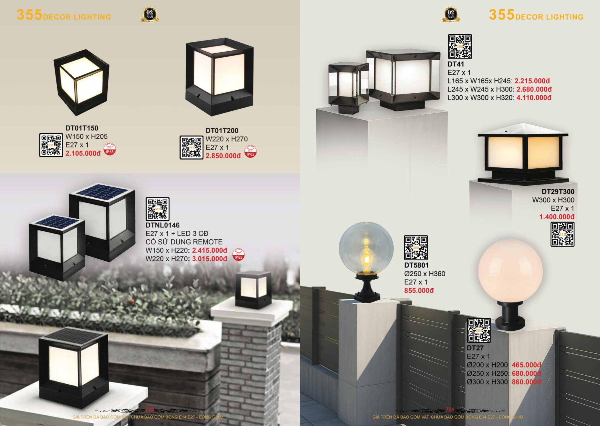 Bảng giá đèn trang trí 355 Decor