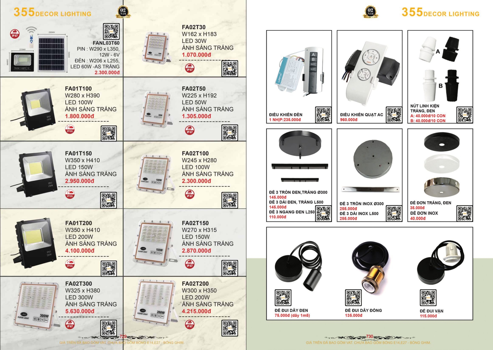 Bảng giá đèn trang trí 355 Decor