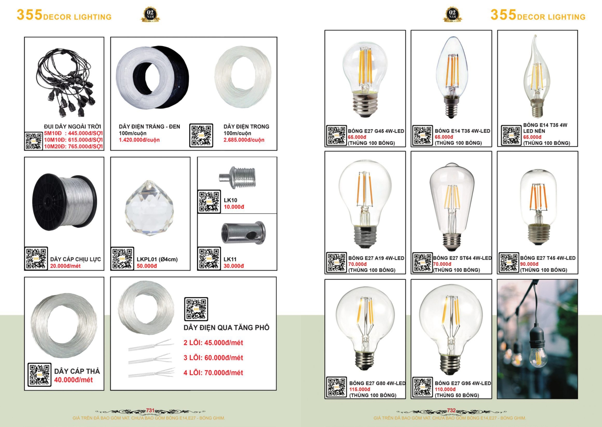 Bảng giá đèn trang trí 355 Decor