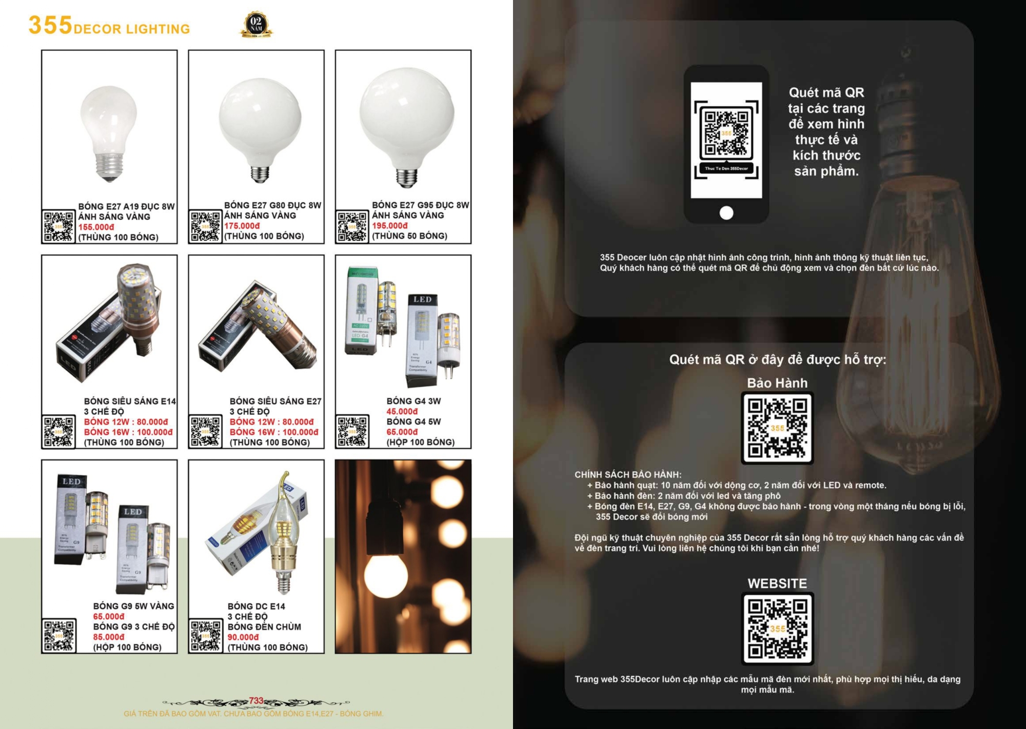Bảng giá đèn trang trí 355 Decor