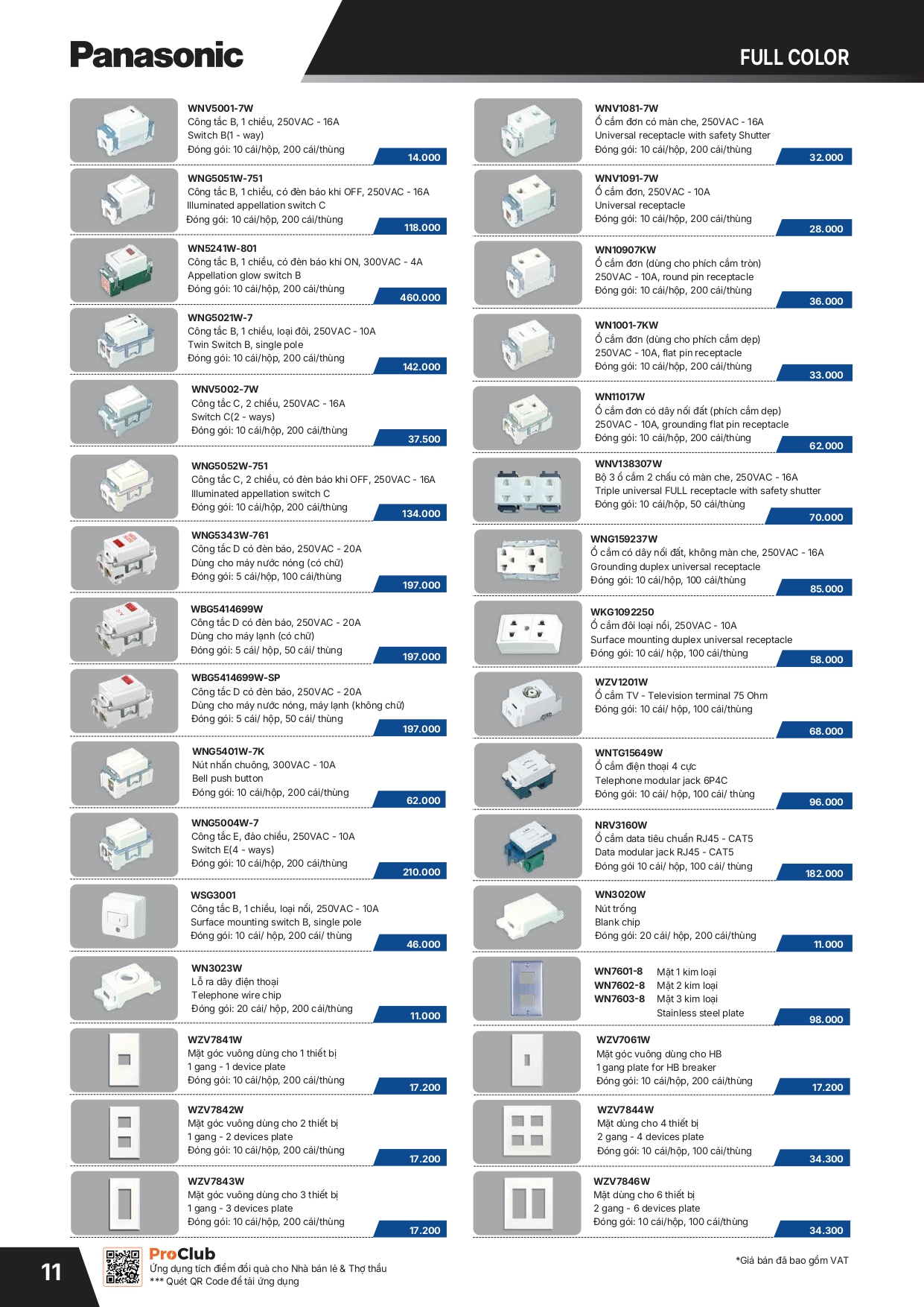 Bảng giá thiết bị điện Panasonic 2026