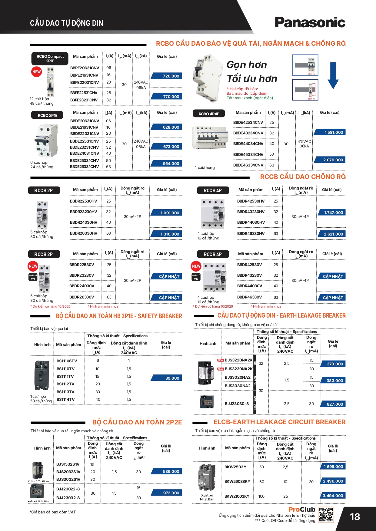 Bảng giá thiết bị điện Panasonic 2026