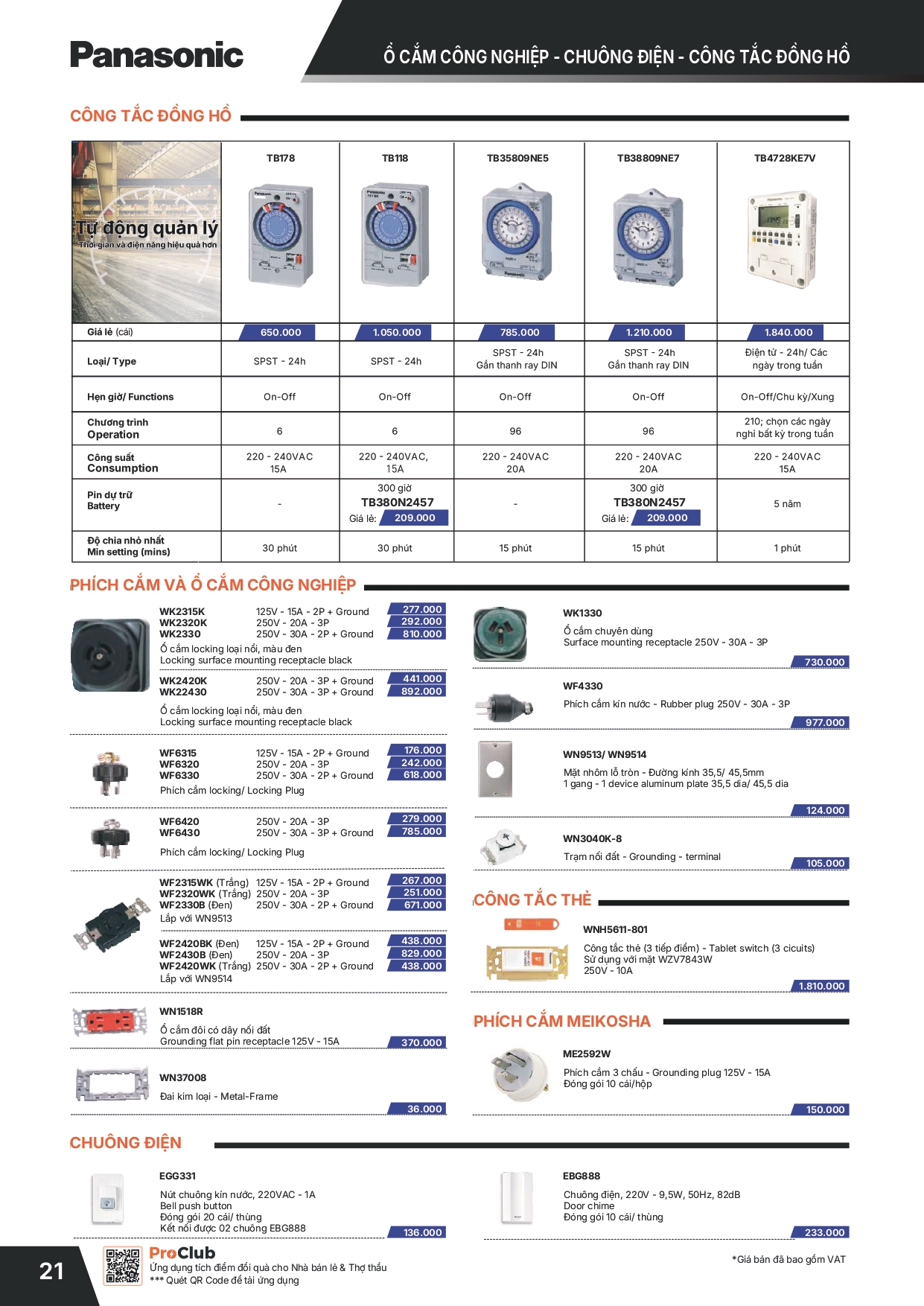 Bảng giá thiết bị điện Panasonic 2026