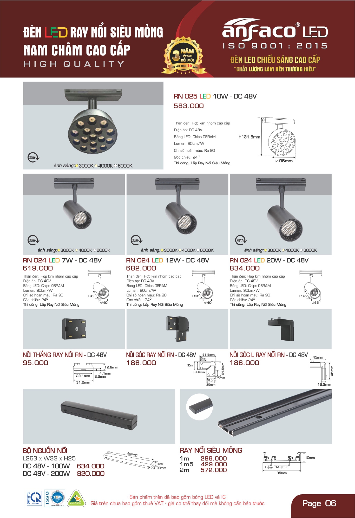 Bảng giá đèn LED ANFACO 2026