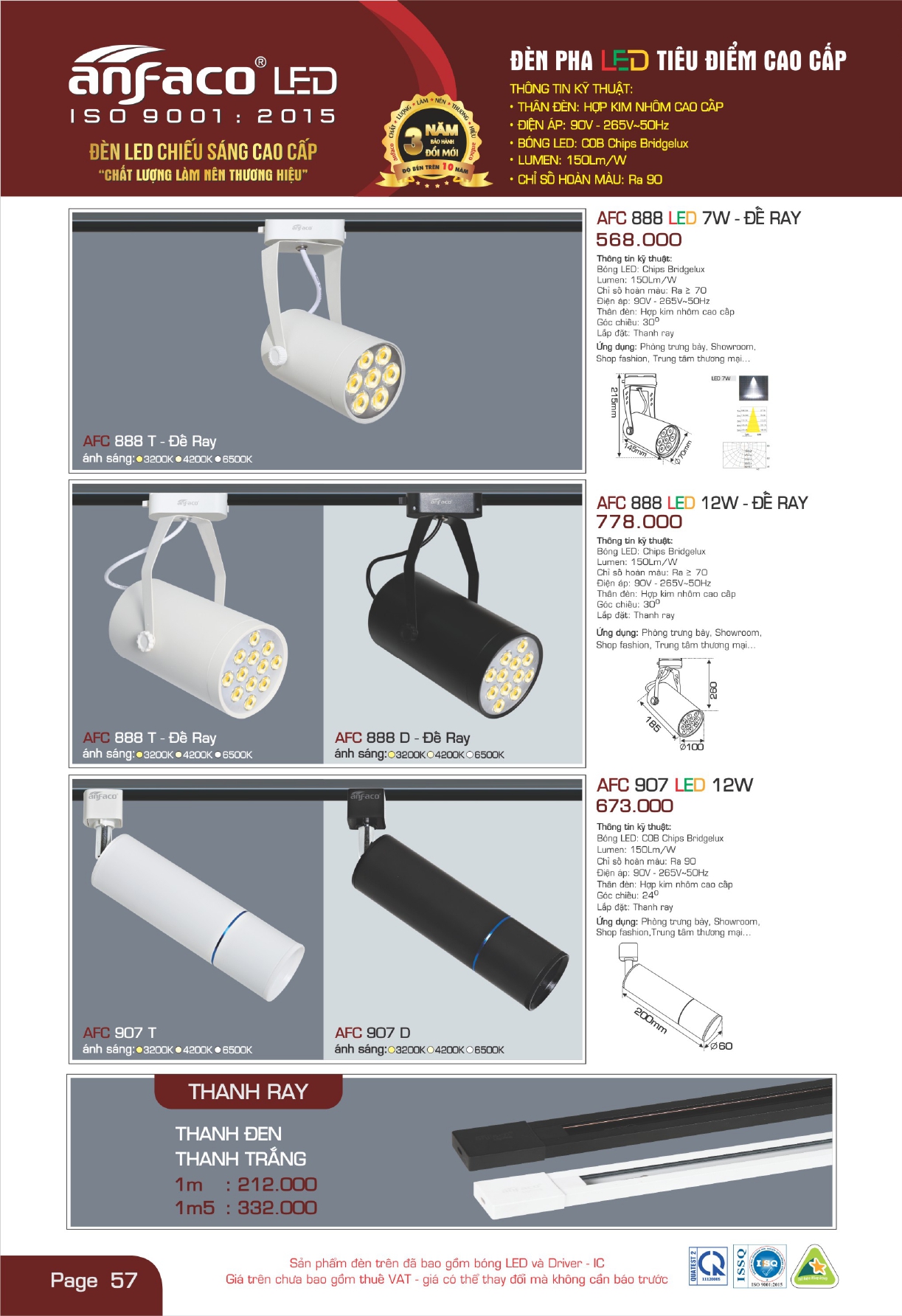 Bảng giá đèn LED ANFACO 2026