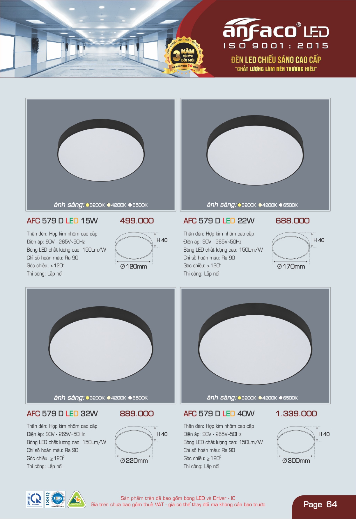 Bảng giá đèn LED ANFACO 2026