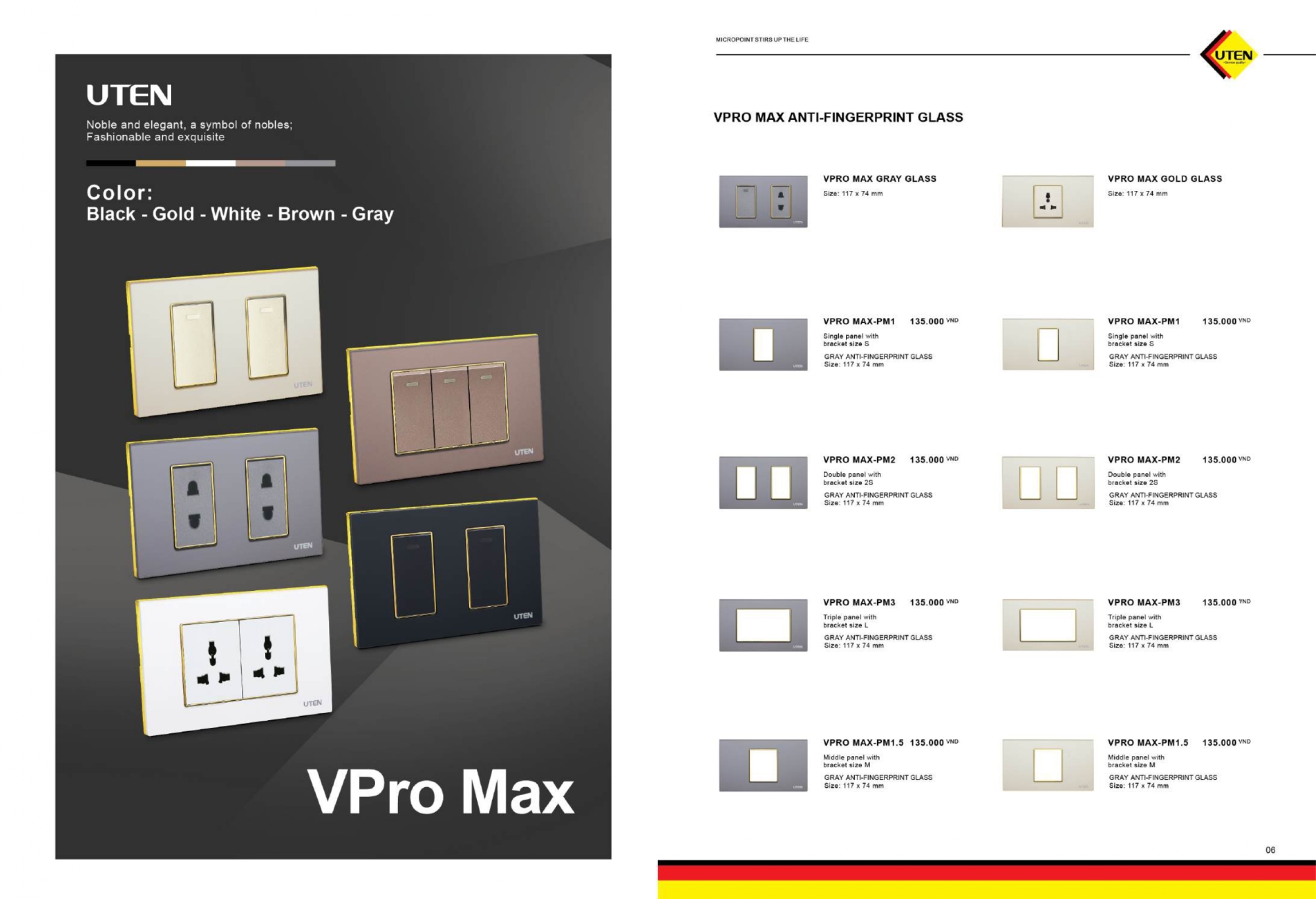 Bảng giá công tắc ổ cắm UTEN mới nhất