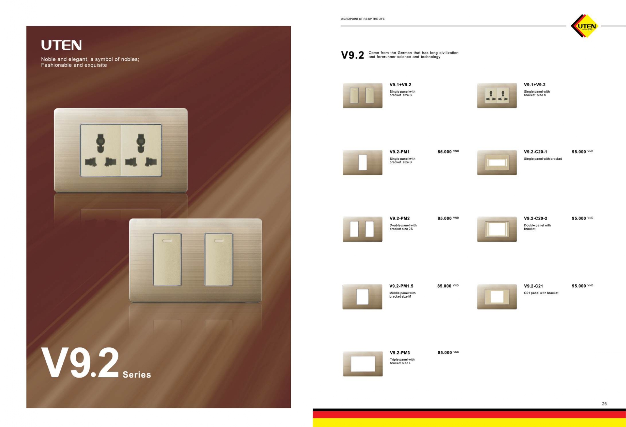 Bảng giá công tắc ổ cắm UTEN mới nhất