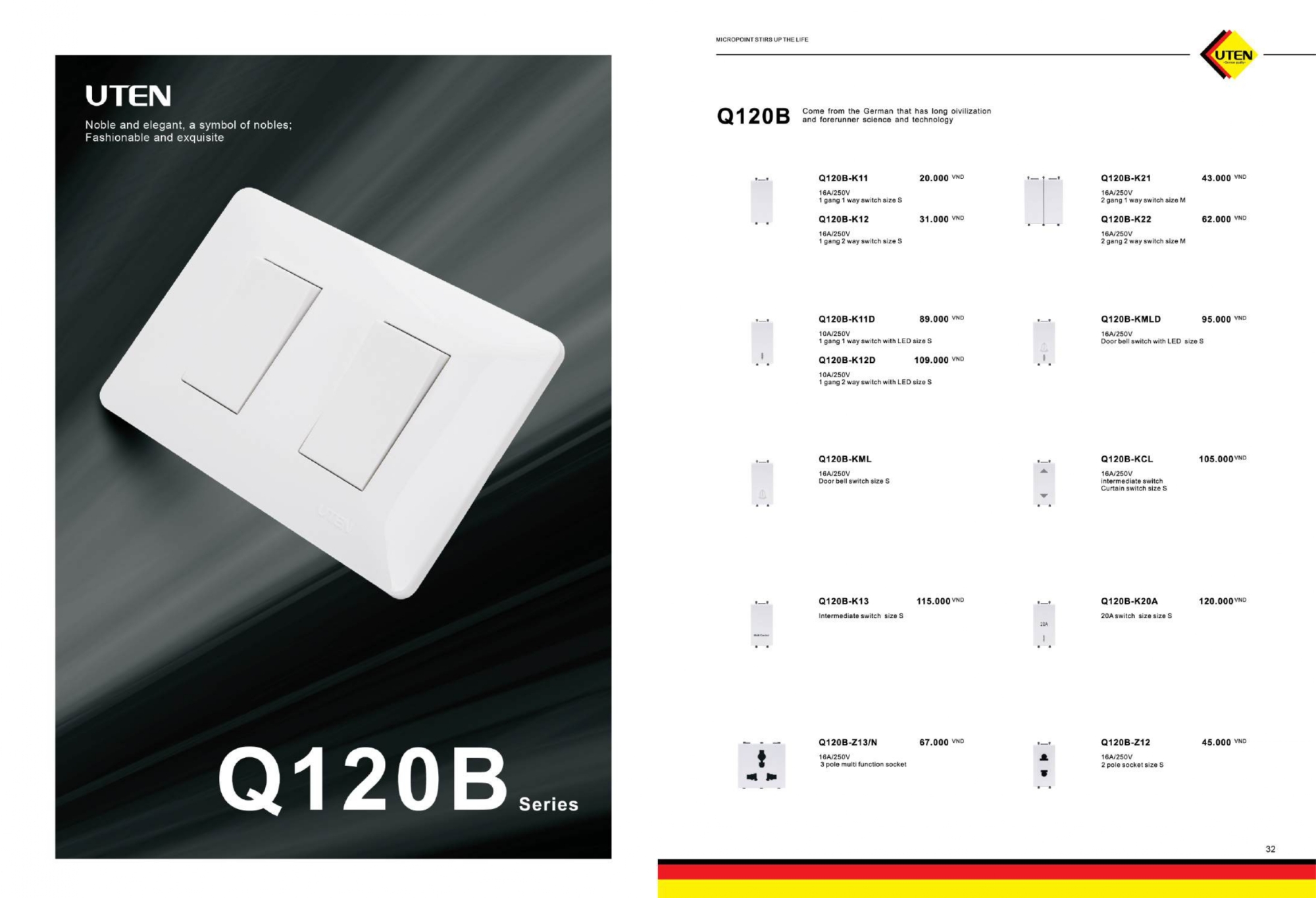 Bảng giá công tắc ổ cắm UTEN mới nhất