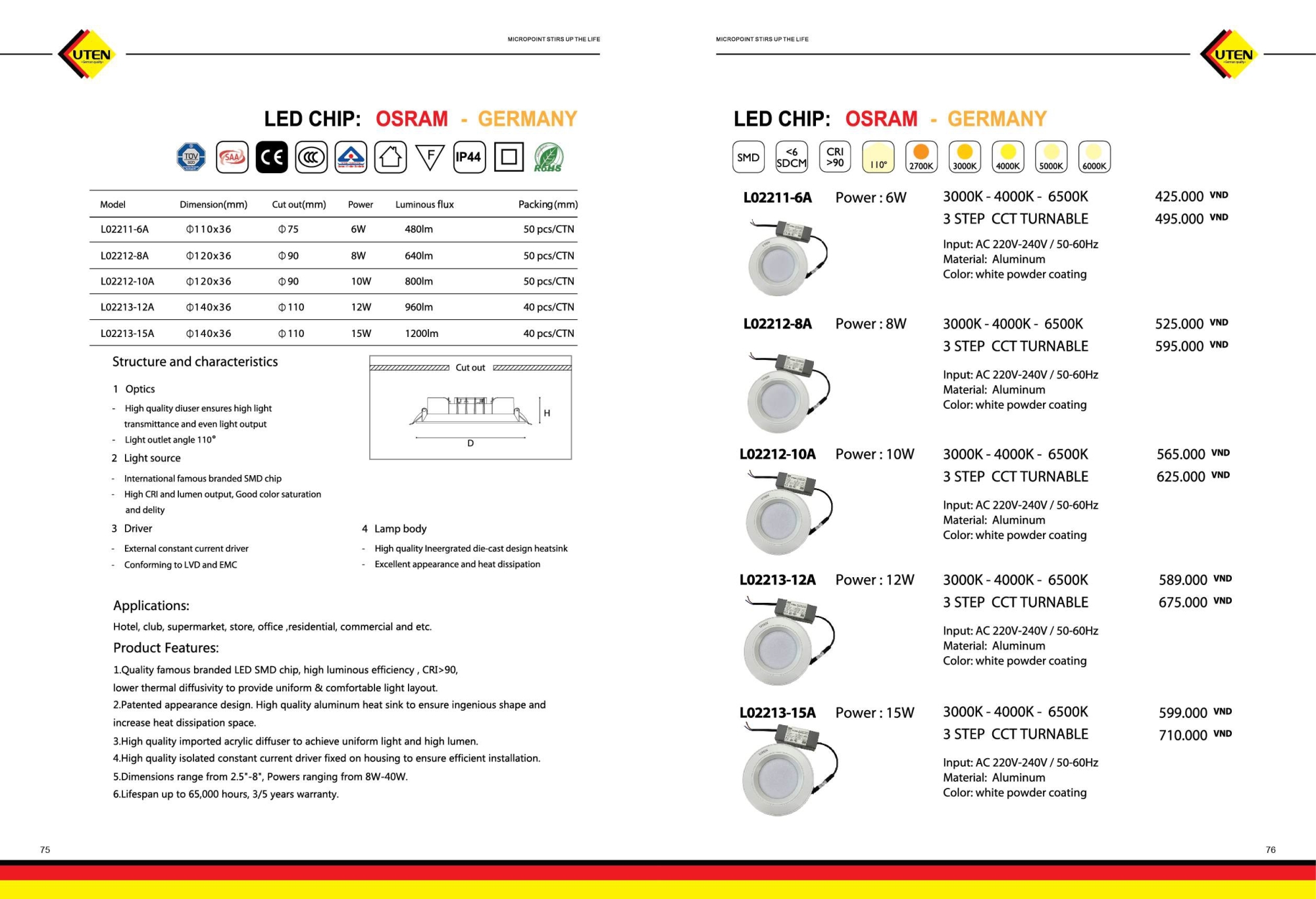 Bảng giá công tắc ổ cắm UTEN mới nhất